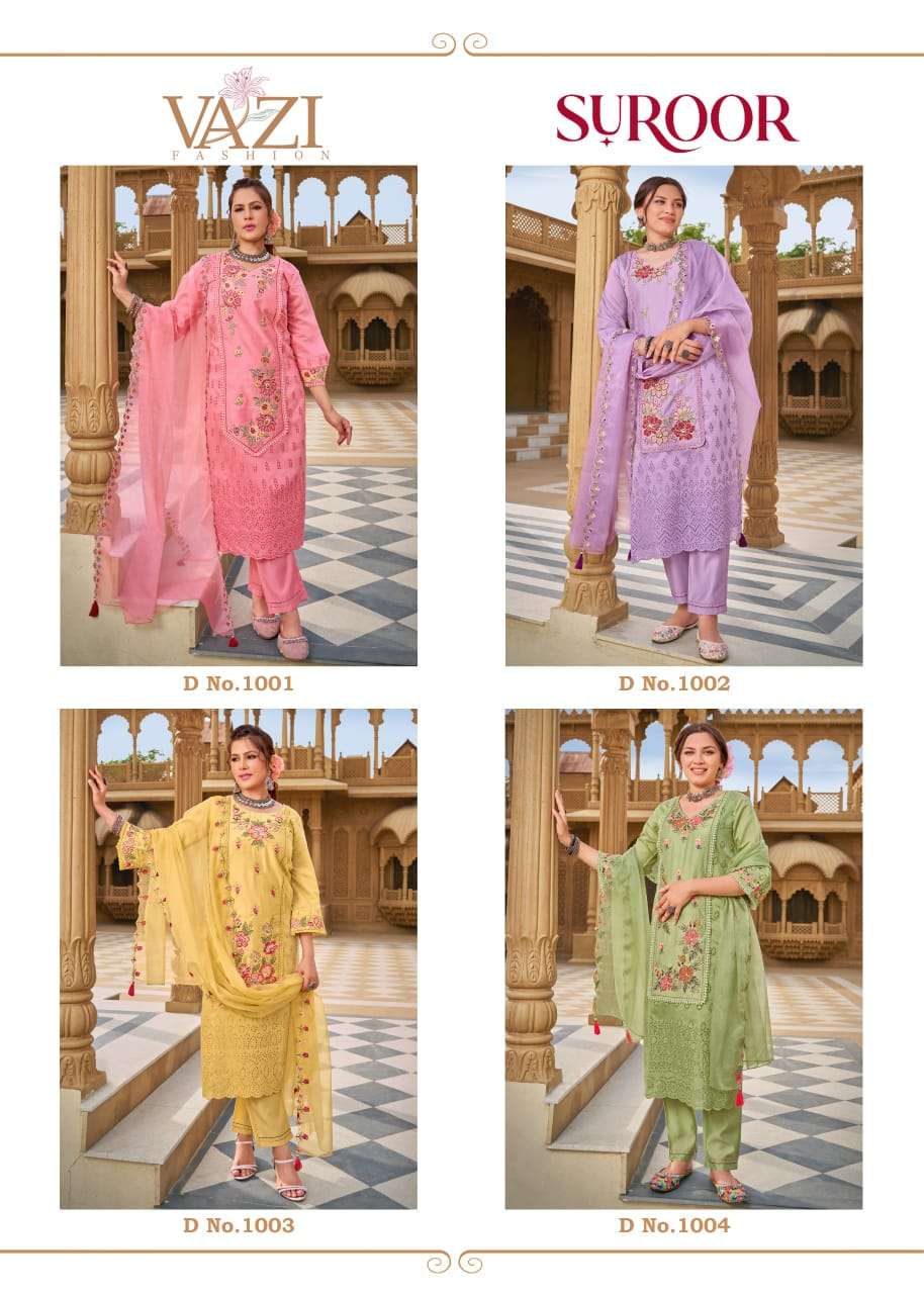 SUROOR BY VAZI FASHION IN PURE MUL CHANDERI WITH DESGINER FANCY THERD WORK 