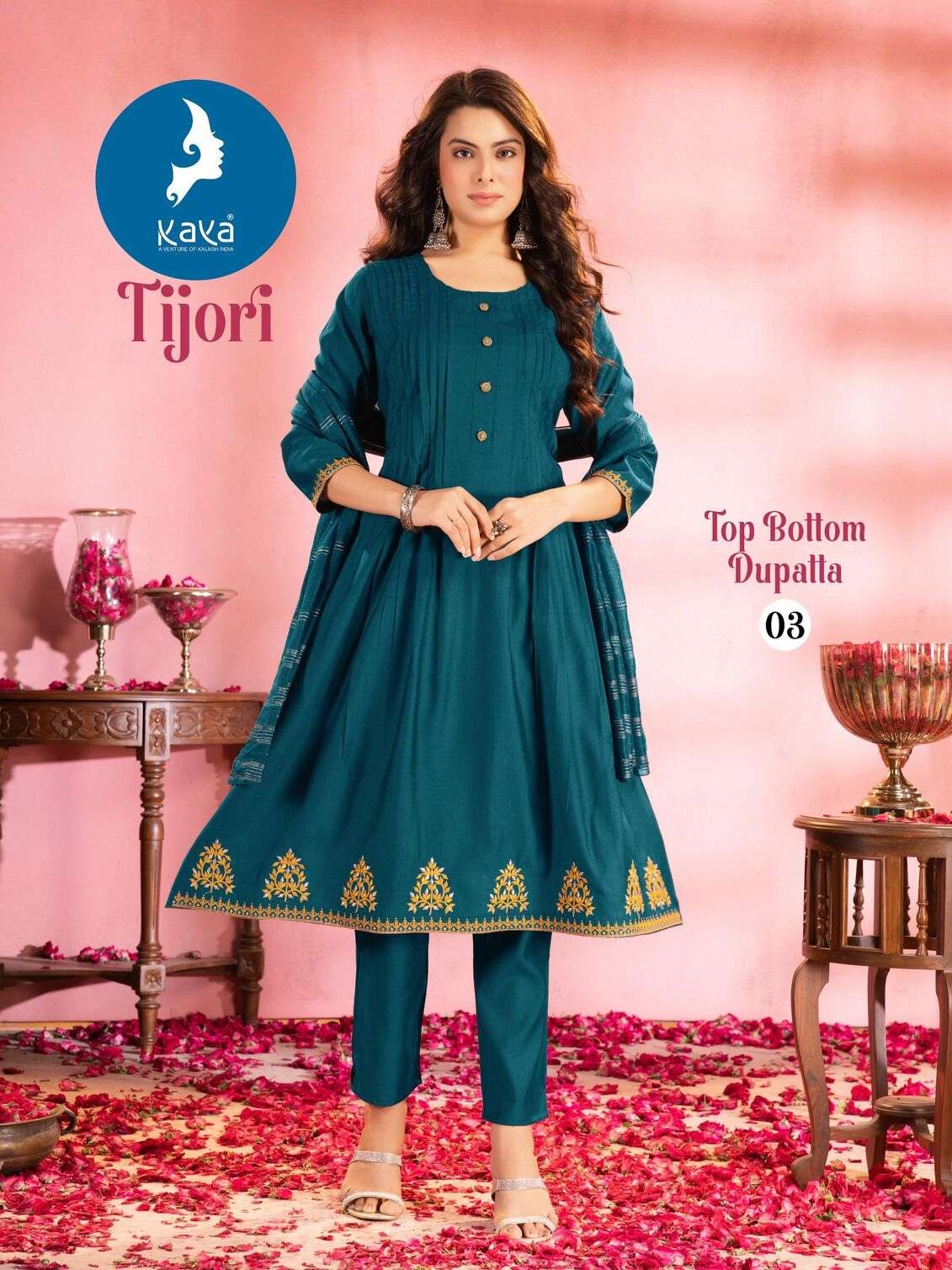 TIJORI BY KAYA KURTI IN VERTICAN SILK WITH FANCY CHANDERI DUPATTA 3 PIECE CONCEPT IN ANARKALI