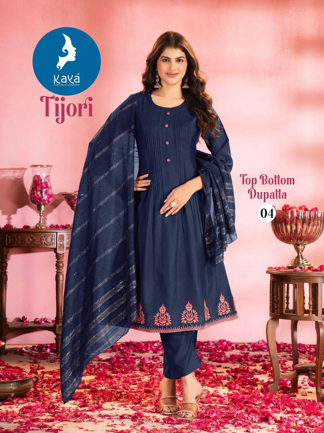 TIJORI BY KAYA KURTI IN VERTICAN SILK WITH FANCY CHANDERI DUPATTA 3 PIECE CONCEPT IN ANARKALI