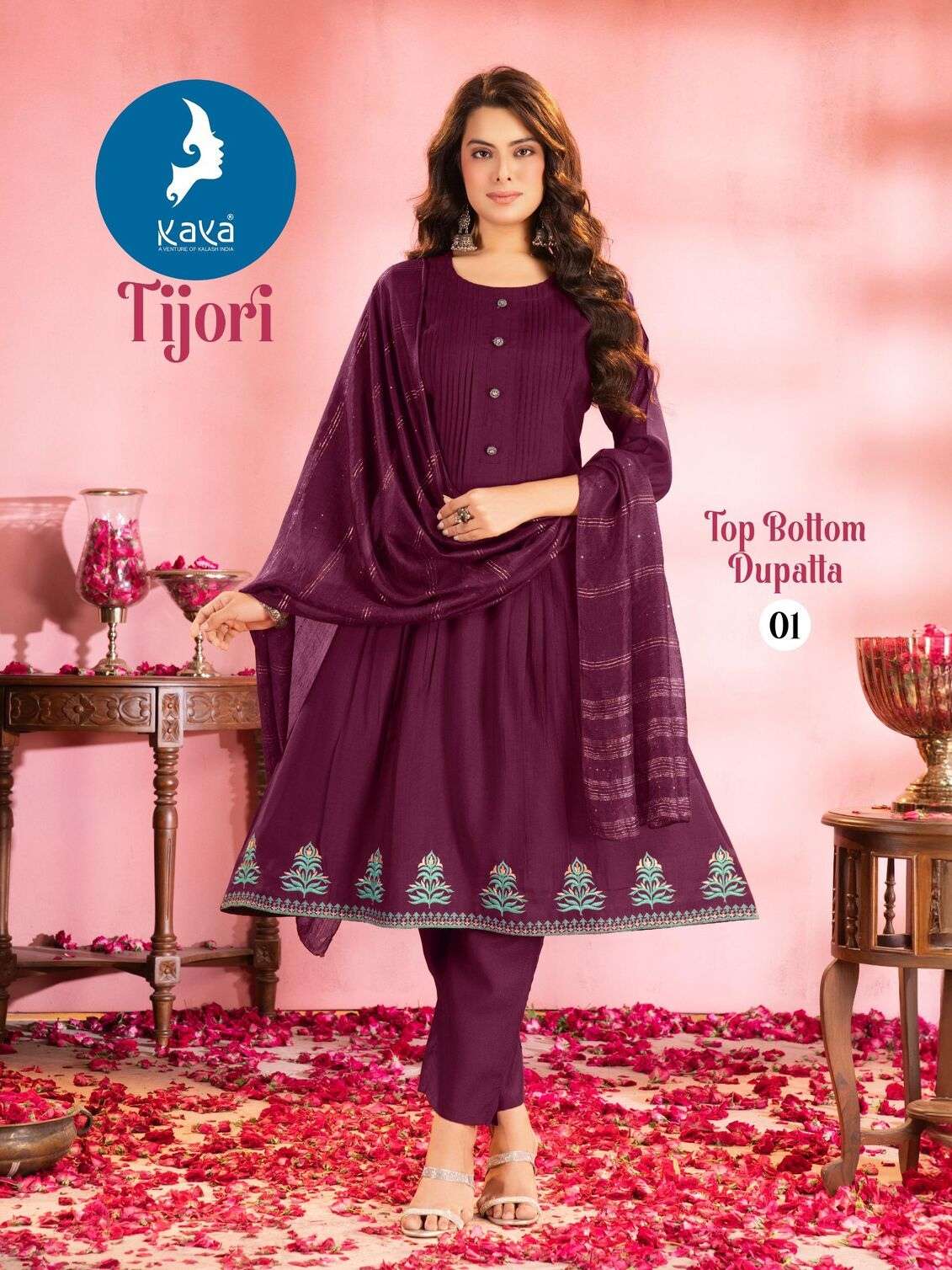 TIJORI BY KAYA KURTI IN VERTICAN SILK WITH FANCY CHANDERI DUPATTA 3 PIECE CONCEPT IN ANARKALI