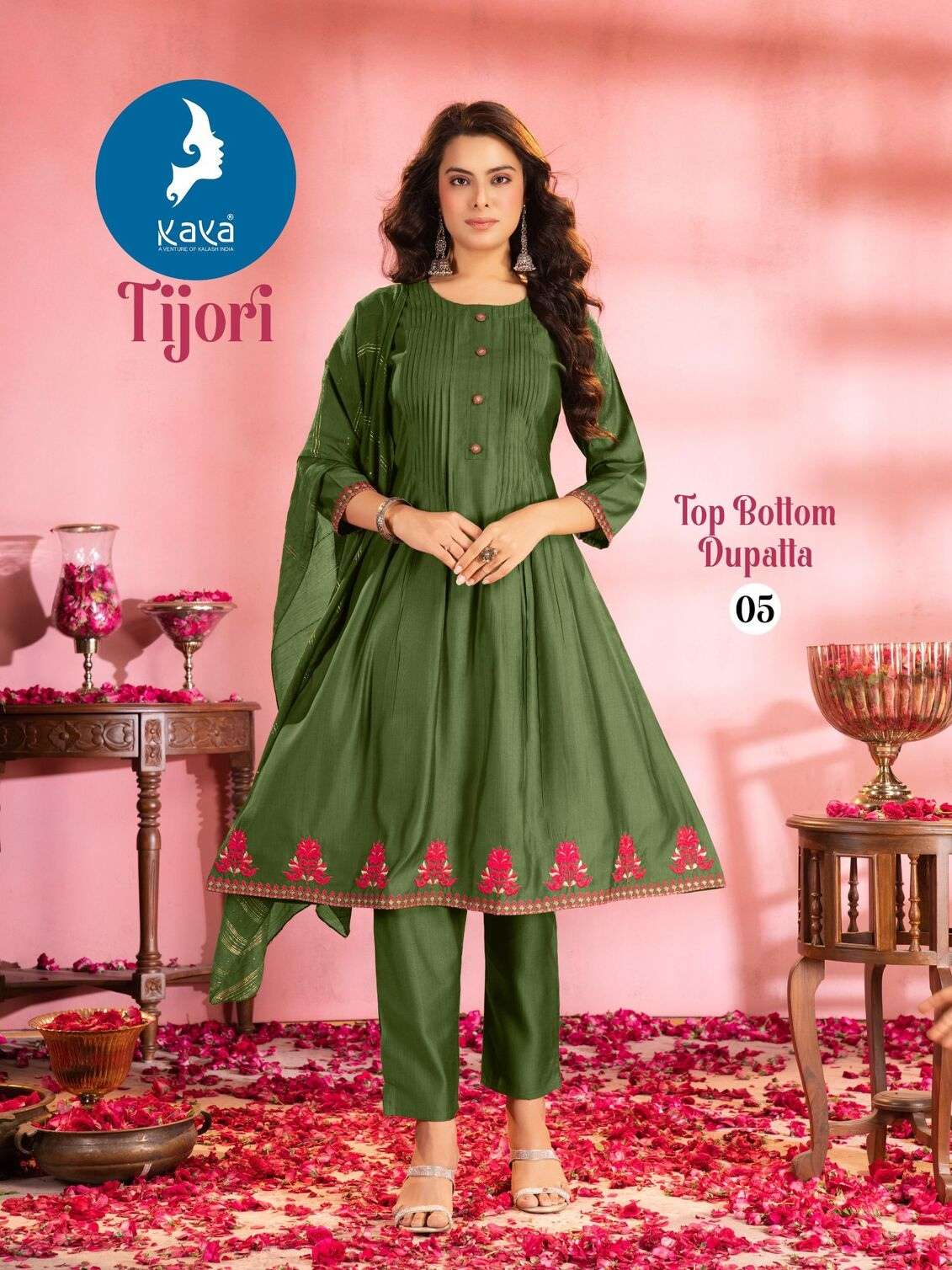 TIJORI BY KAYA KURTI IN VERTICAN SILK WITH FANCY CHANDERI DUPATTA 3 PIECE CONCEPT IN ANARKALI