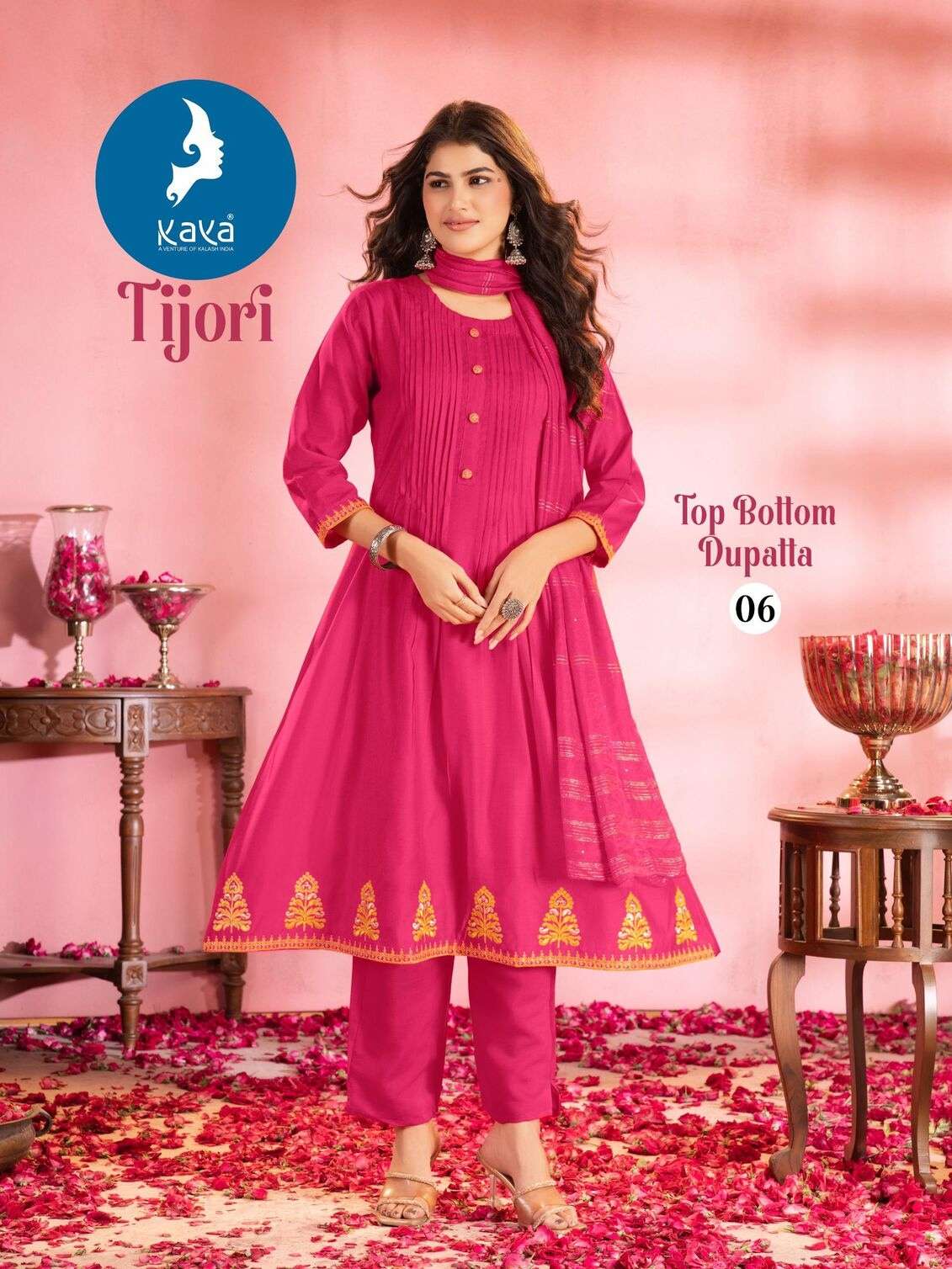 TIJORI BY KAYA KURTI IN VERTICAN SILK WITH FANCY CHANDERI DUPATTA 3 PIECE CONCEPT IN ANARKALI