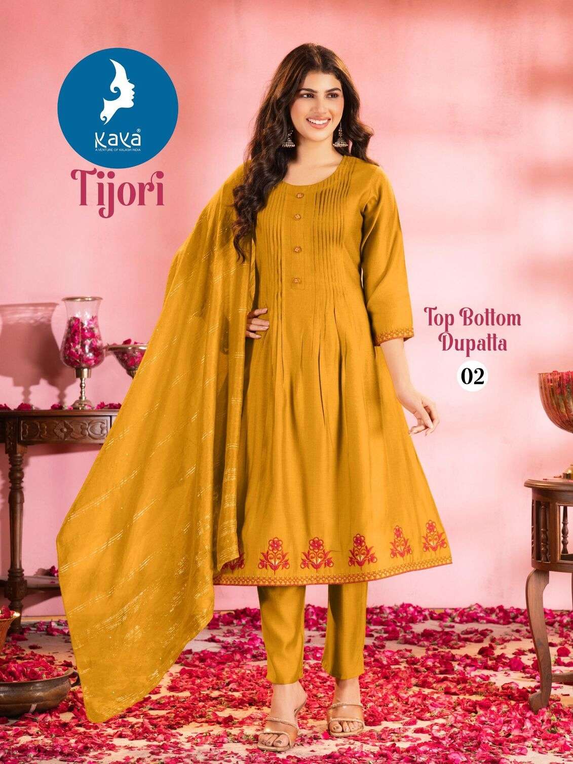 TIJORI BY KAYA KURTI IN VERTICAN SILK WITH FANCY CHANDERI DUPATTA 3 PIECE CONCEPT IN ANARKALI