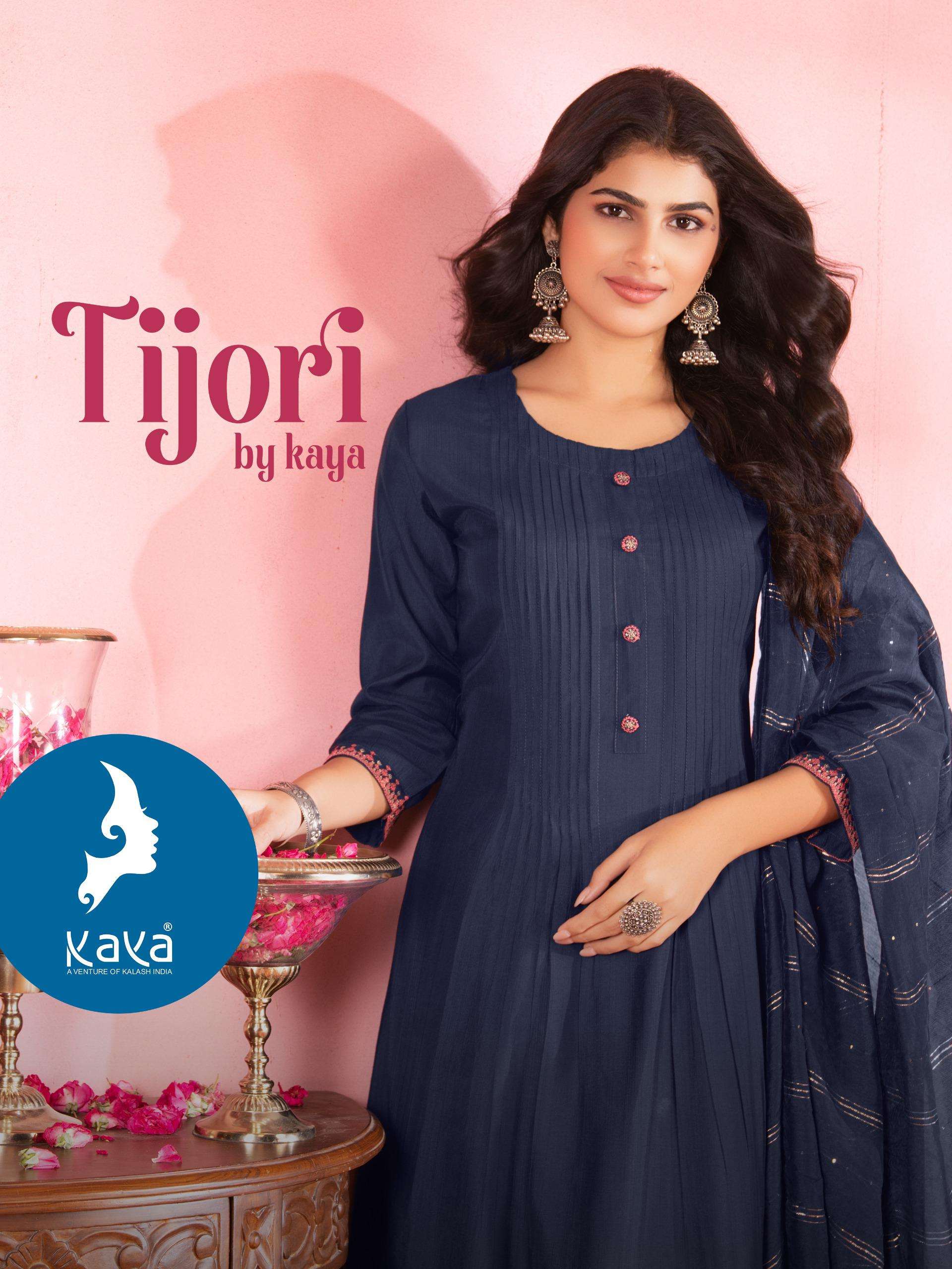TIJORI BY KAYA KURTI IN VERTICAN SILK WITH FANCY CHANDERI DUPATTA 3 PIECE CONCEPT IN ANARKALI