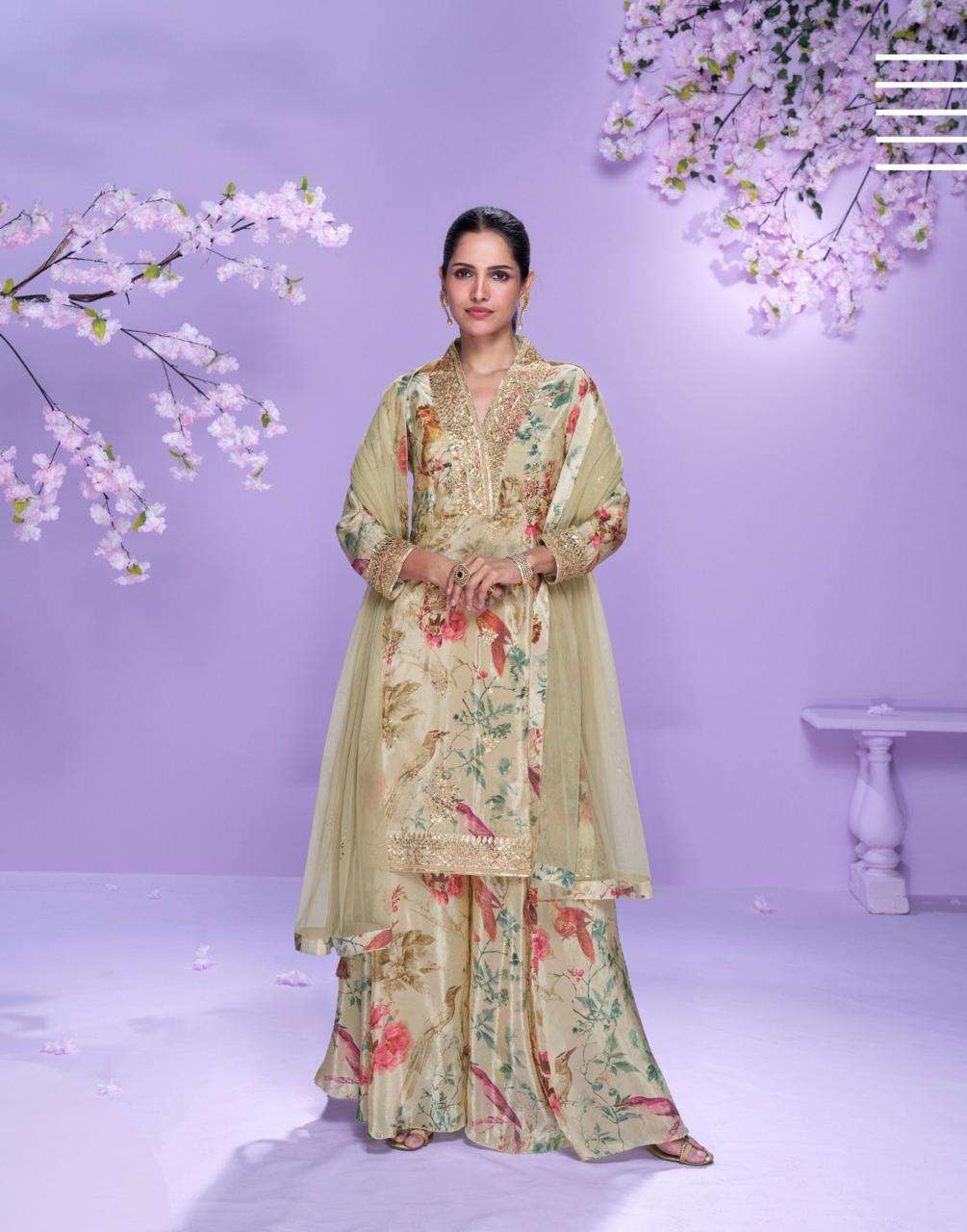 VAANI BY SAYURI DESIGNER IN REAL PREMIUM CHINON SILK WITH HEAVY EMBROIDERED WORK TOP