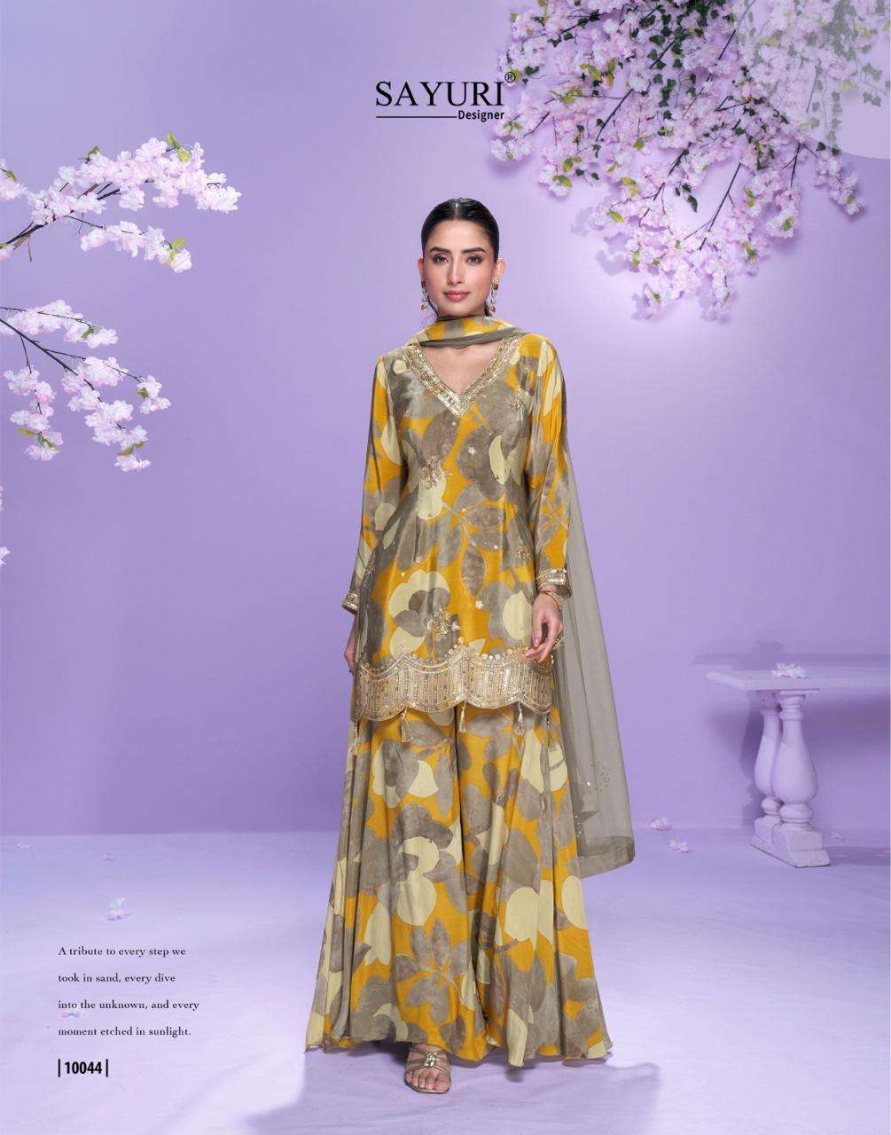 VAANI BY SAYURI DESIGNER IN REAL PREMIUM CHINON SILK WITH HEAVY EMBROIDERED WORK TOP