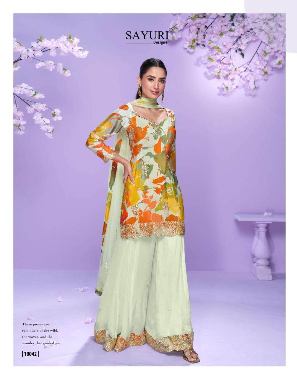 VAANI BY SAYURI DESIGNER IN REAL PREMIUM CHINON SILK WITH HEAVY EMBROIDERED WORK TOP
