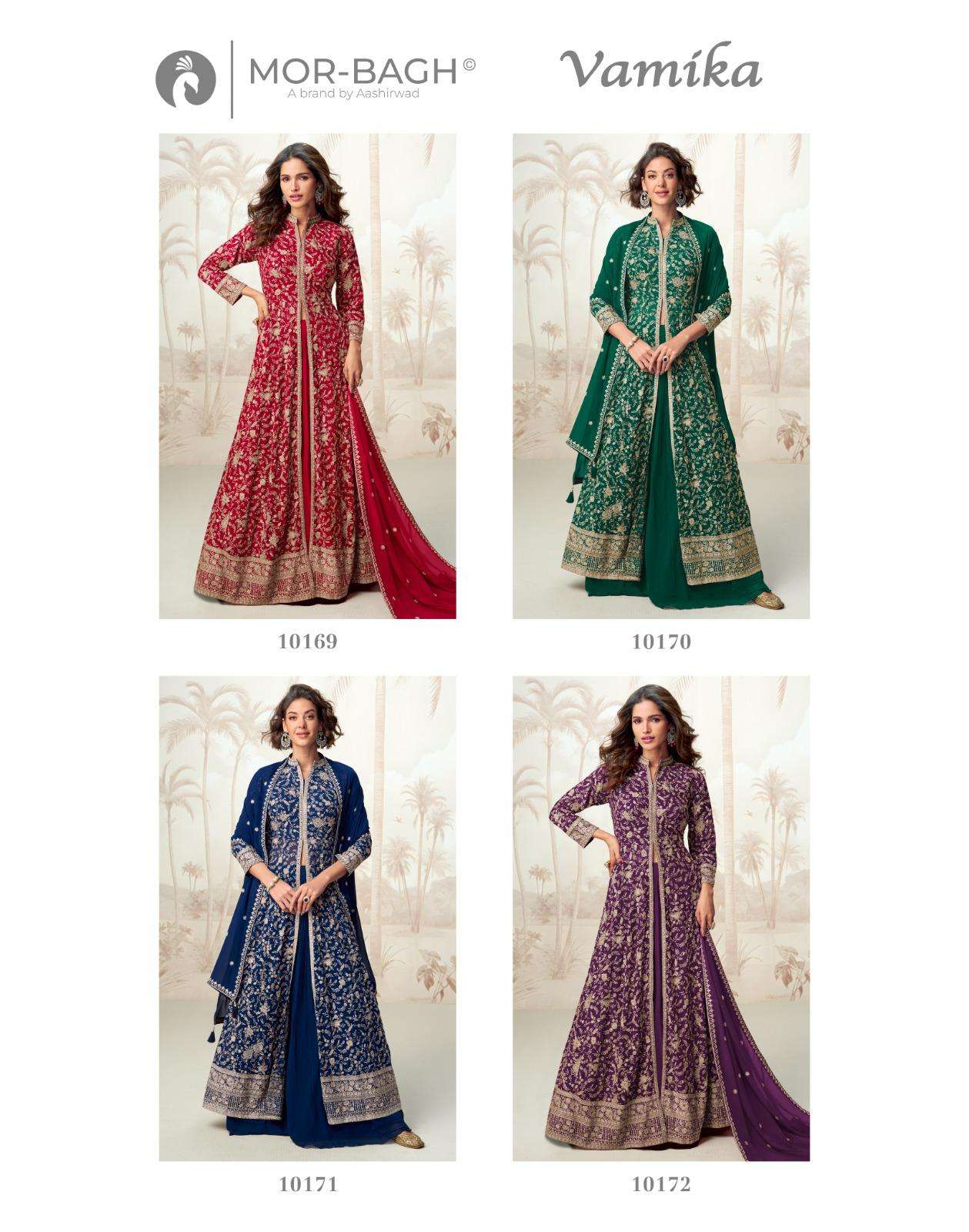 VAMIKA BY AASHIRWAD CREATION IN REAL GEORGETTE READYMADE DRESS WITH EMBROIDERY WORK 