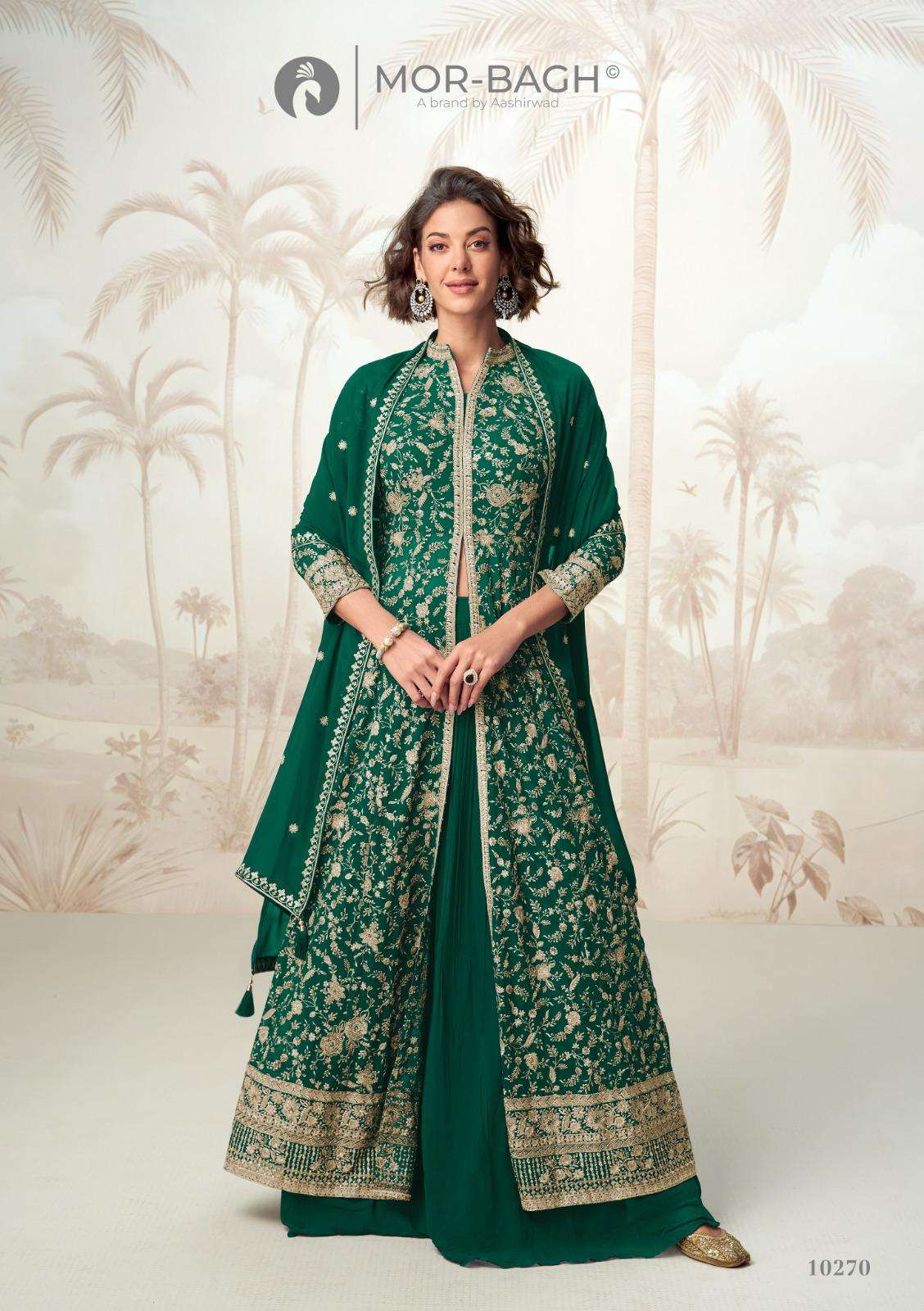 VAMIKA BY AASHIRWAD CREATION IN REAL GEORGETTE READYMADE DRESS WITH EMBROIDERY WORK 