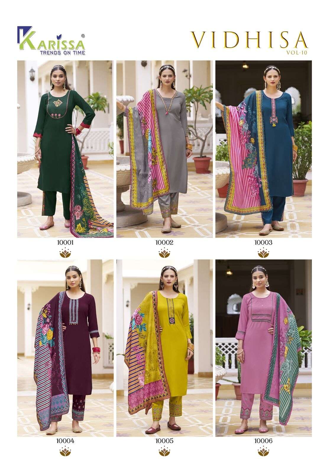 VIDISHA VOL-10 BY KARISSA IN PREMIUM LIVE RAYON WITH 3 PCS CONCEPT WITH HAND WORK