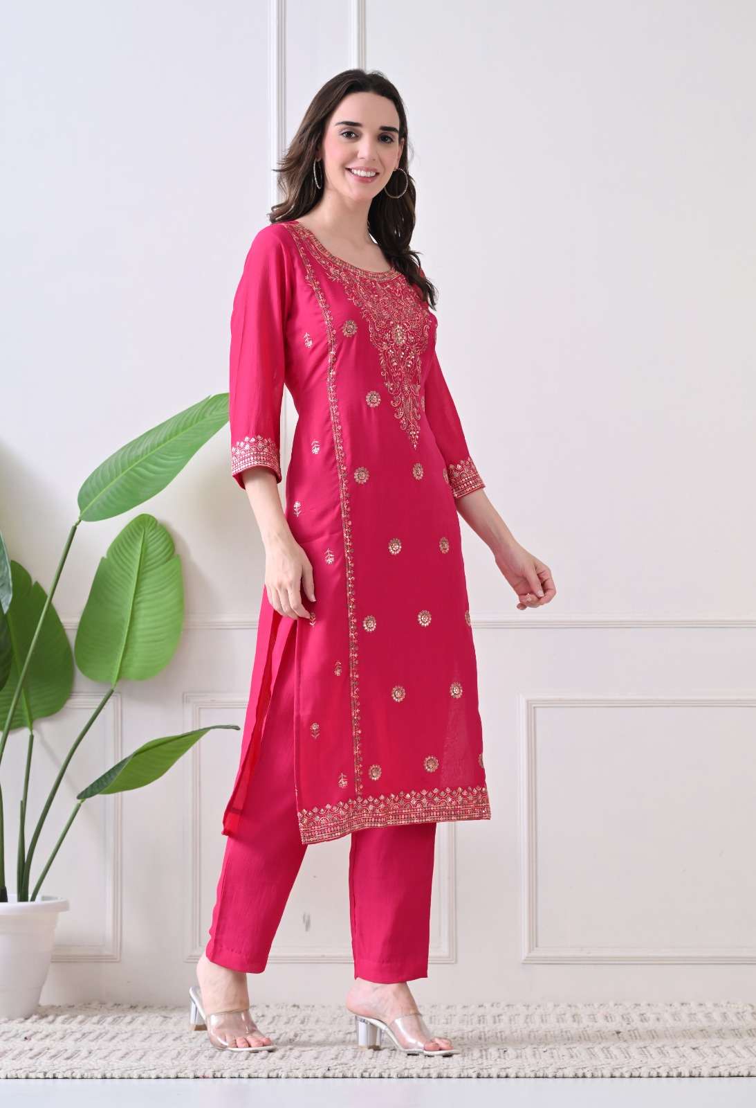 VOL :- 1 BY SWARUUP LIFESTYLE IN VICHITRA FABRIC STRAIGHT CUT TOP WITH HEAVY EMBROIDERY WORK 