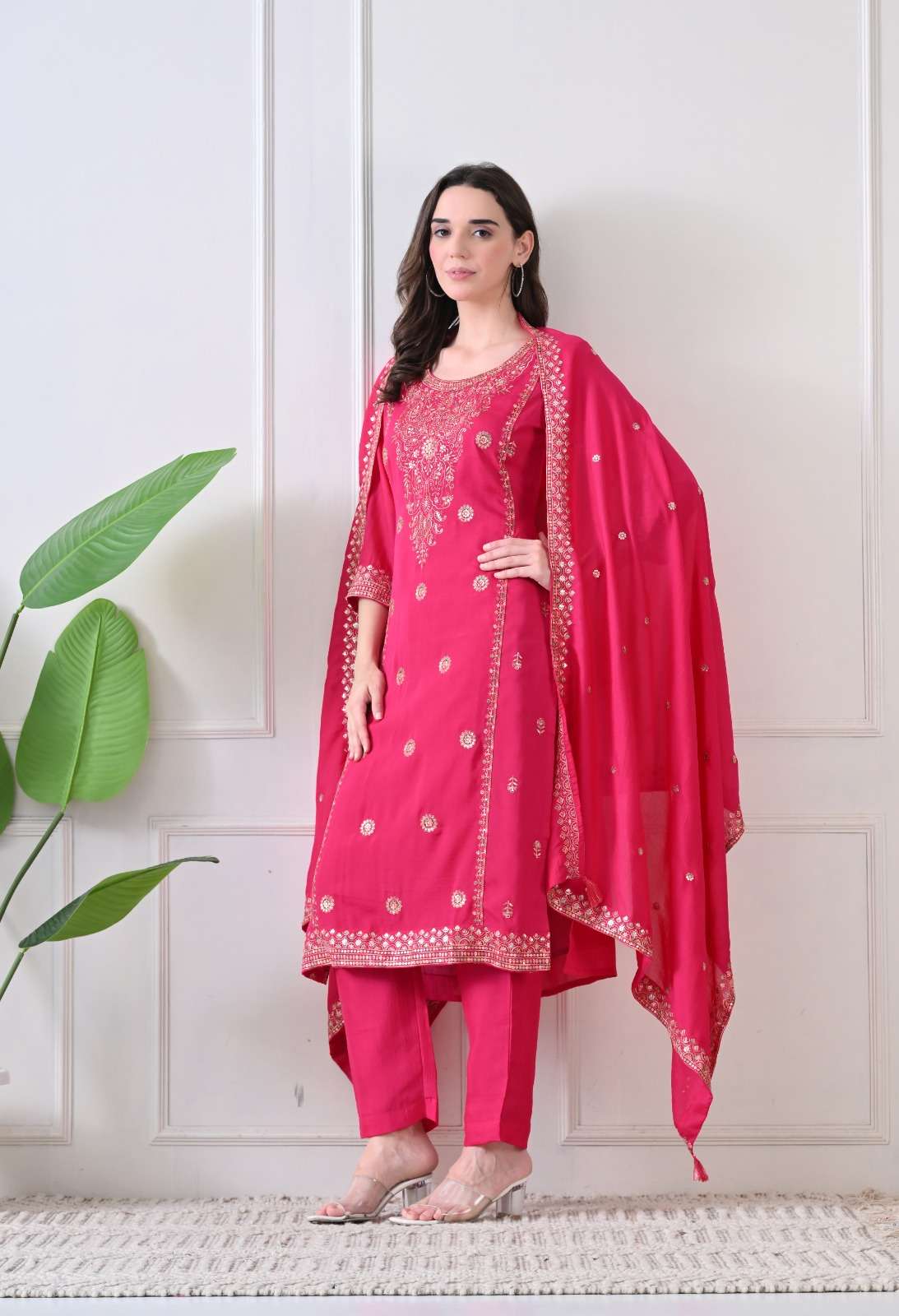 VOL :- 1 BY SWARUUP LIFESTYLE IN VICHITRA FABRIC STRAIGHT CUT TOP WITH HEAVY EMBROIDERY WORK 