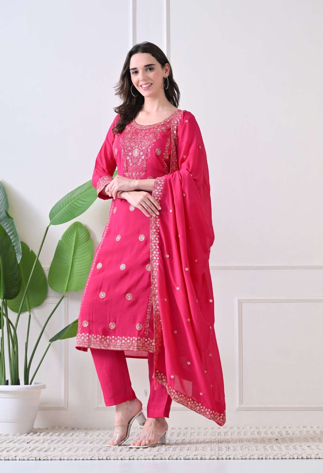 VOL :- 1 BY SWARUUP LIFESTYLE IN VICHITRA FABRIC STRAIGHT CUT TOP WITH HEAVY EMBROIDERY WORK 