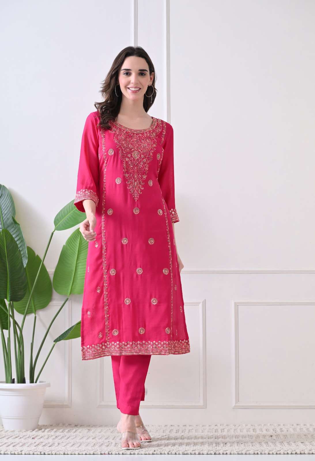 VOL :- 1 BY SWARUUP LIFESTYLE IN VICHITRA FABRIC STRAIGHT CUT TOP WITH HEAVY EMBROIDERY WORK 