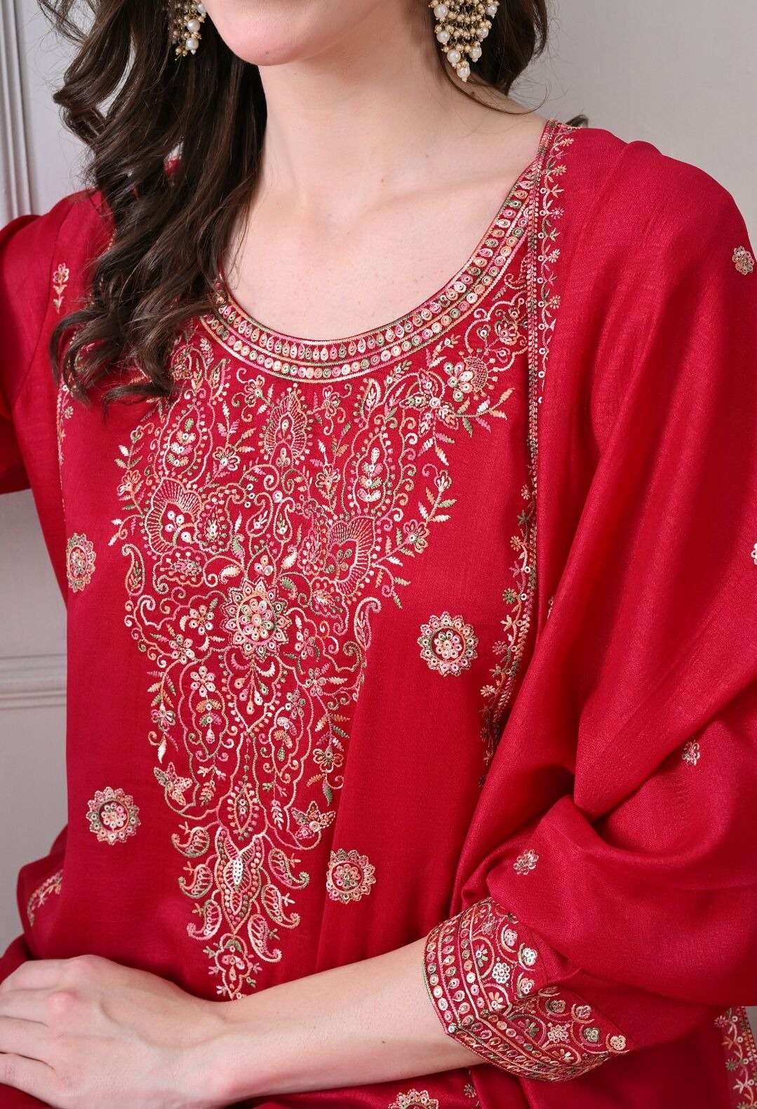 VOL :- 1 BY SWARUUP LIFESTYLE IN VICHITRA FABRIC STRAIGHT CUT TOP WITH HEAVY EMBROIDERY WORK 