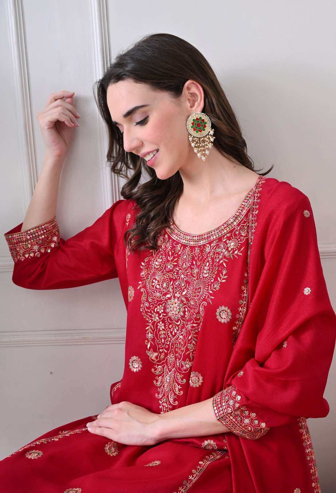 VOL :- 1 BY SWARUUP LIFESTYLE IN VICHITRA FABRIC STRAIGHT CUT TOP WITH HEAVY EMBROIDERY WORK 