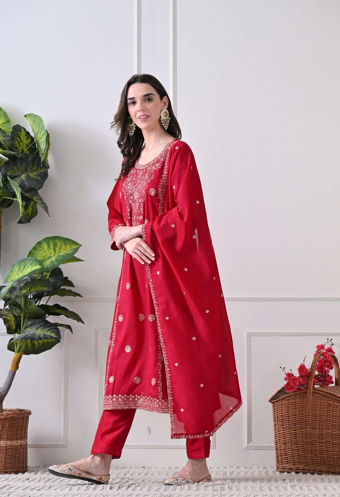 VOL :- 1 BY SWARUUP LIFESTYLE IN VICHITRA FABRIC STRAIGHT CUT TOP WITH HEAVY EMBROIDERY WORK 