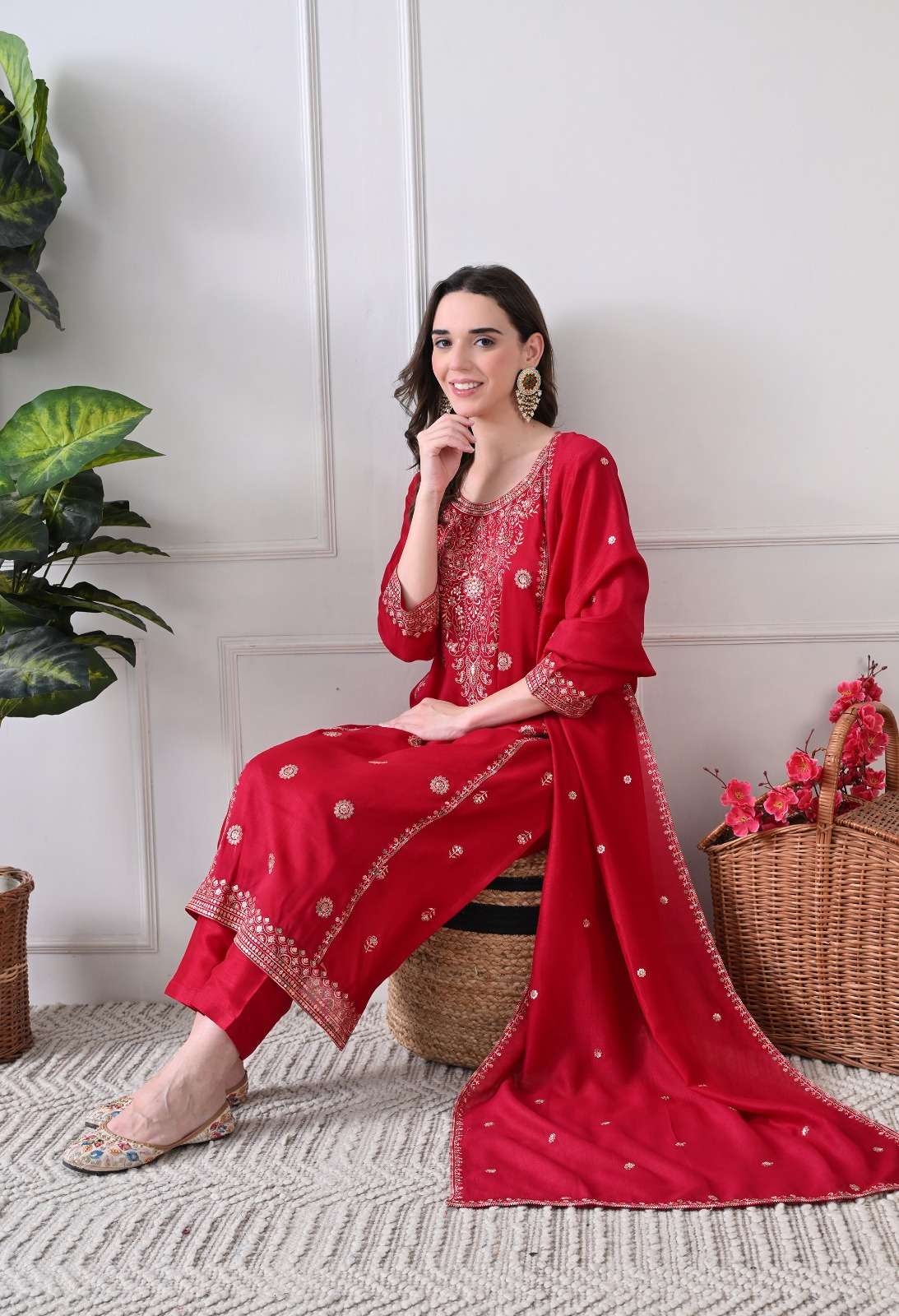 VOL :- 1 BY SWARUUP LIFESTYLE IN VICHITRA FABRIC STRAIGHT CUT TOP WITH HEAVY EMBROIDERY WORK 