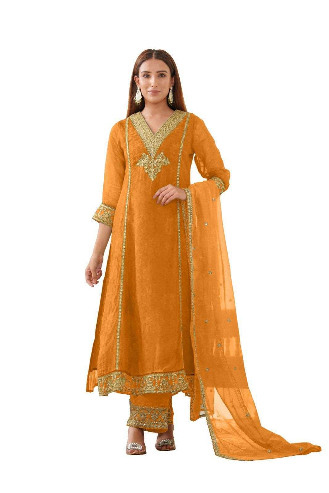 VOL-13 BY TEXOFAB IN ORGANZA KURTI PANT AND DUPPTTA WITH  EMBROIDERY LACE WORK