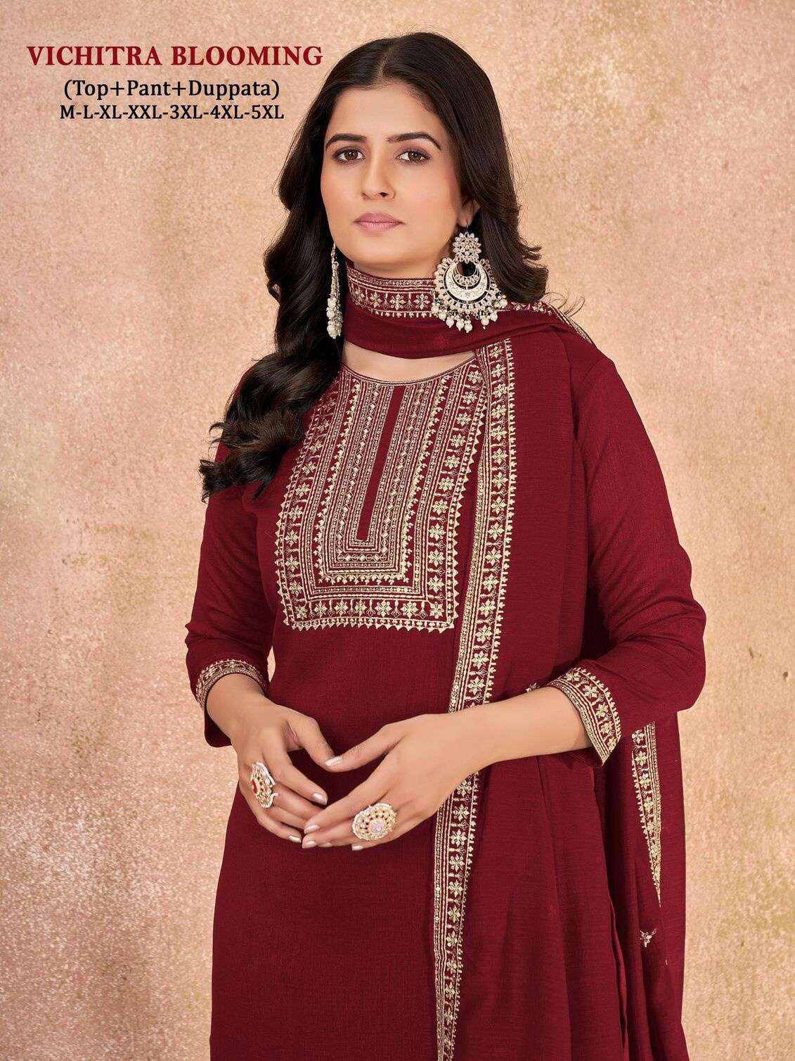 VOL-16 BY TEXOFAB IN VICHITRA BLOOMING SILK WITH HEAVY EMBROIDERY NECK AND LACE 