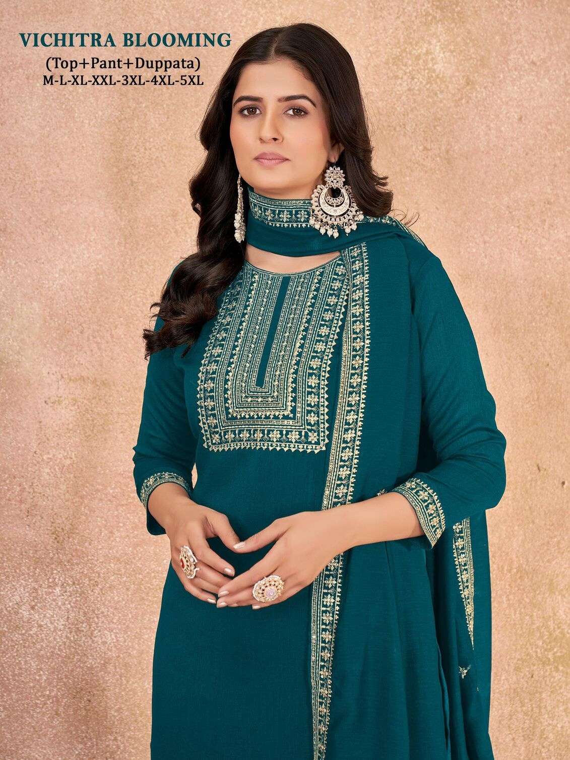 VOL-16 BY TEXOFAB IN VICHITRA BLOOMING SILK WITH HEAVY EMBROIDERY NECK AND LACE 