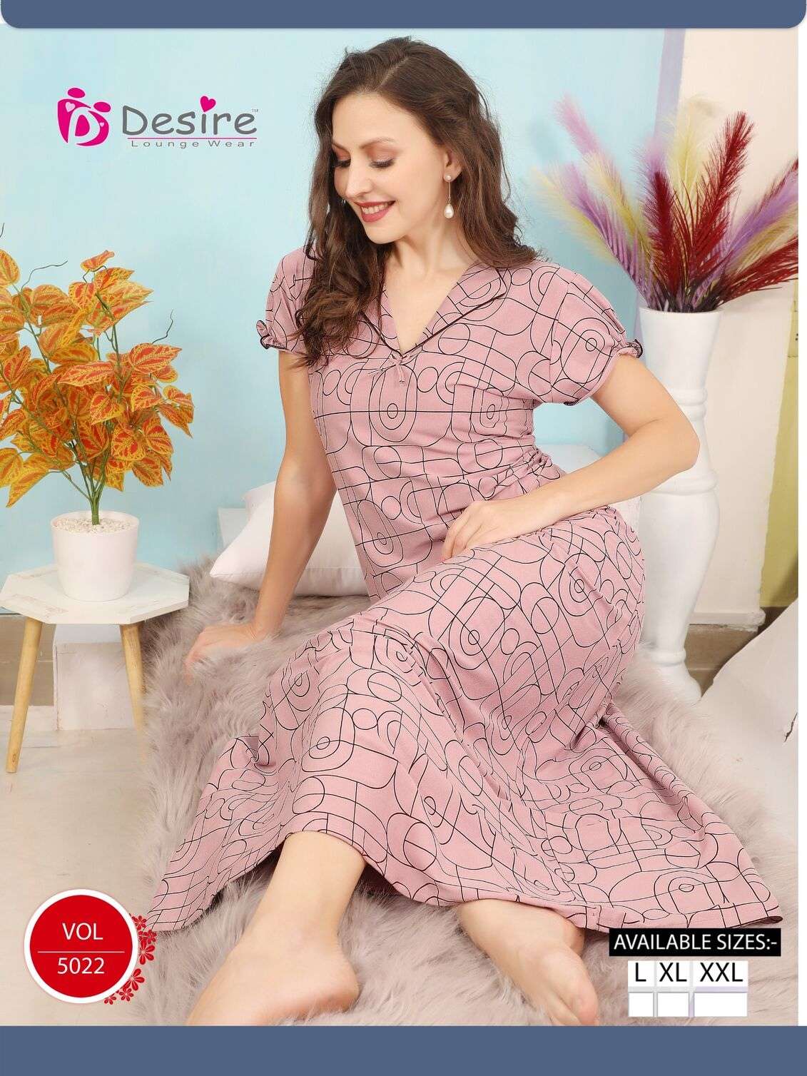 VOL :- 5022 BY DESIRE IN PREMIUM SERIES HOSIERY NIGHTY SUIT 