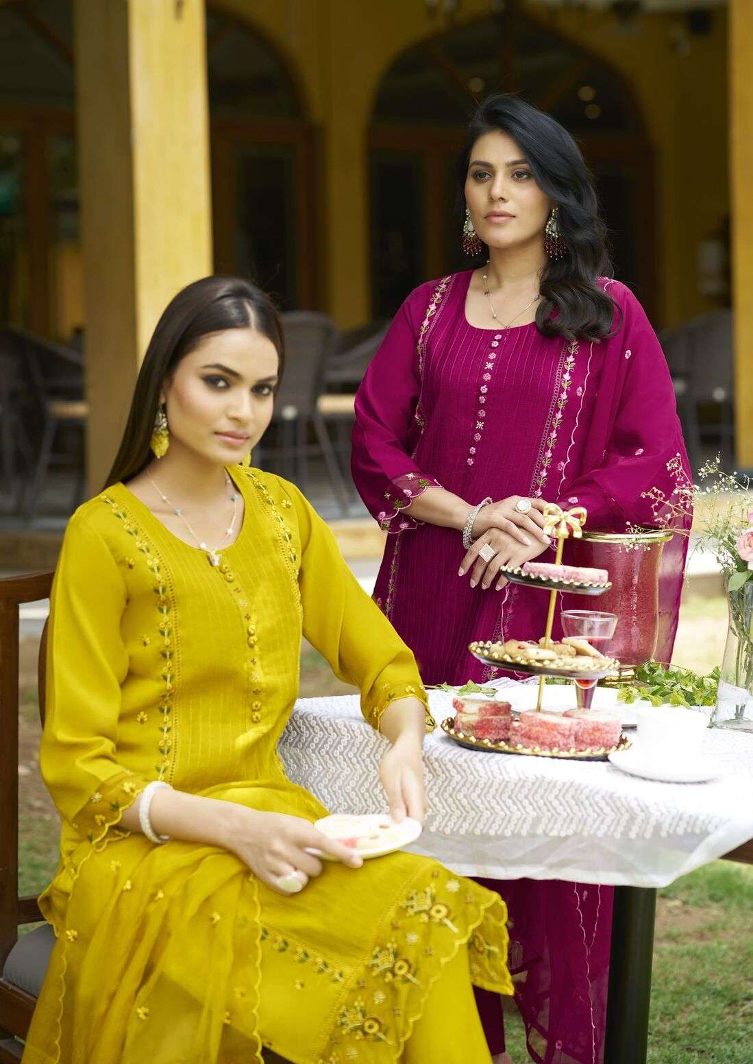 WOMIKA BY WOODEE IN PREMIUM VISCOSE ROMAN SILK WITH PURE ORGANZA DUPATTA WITH LATKAN 