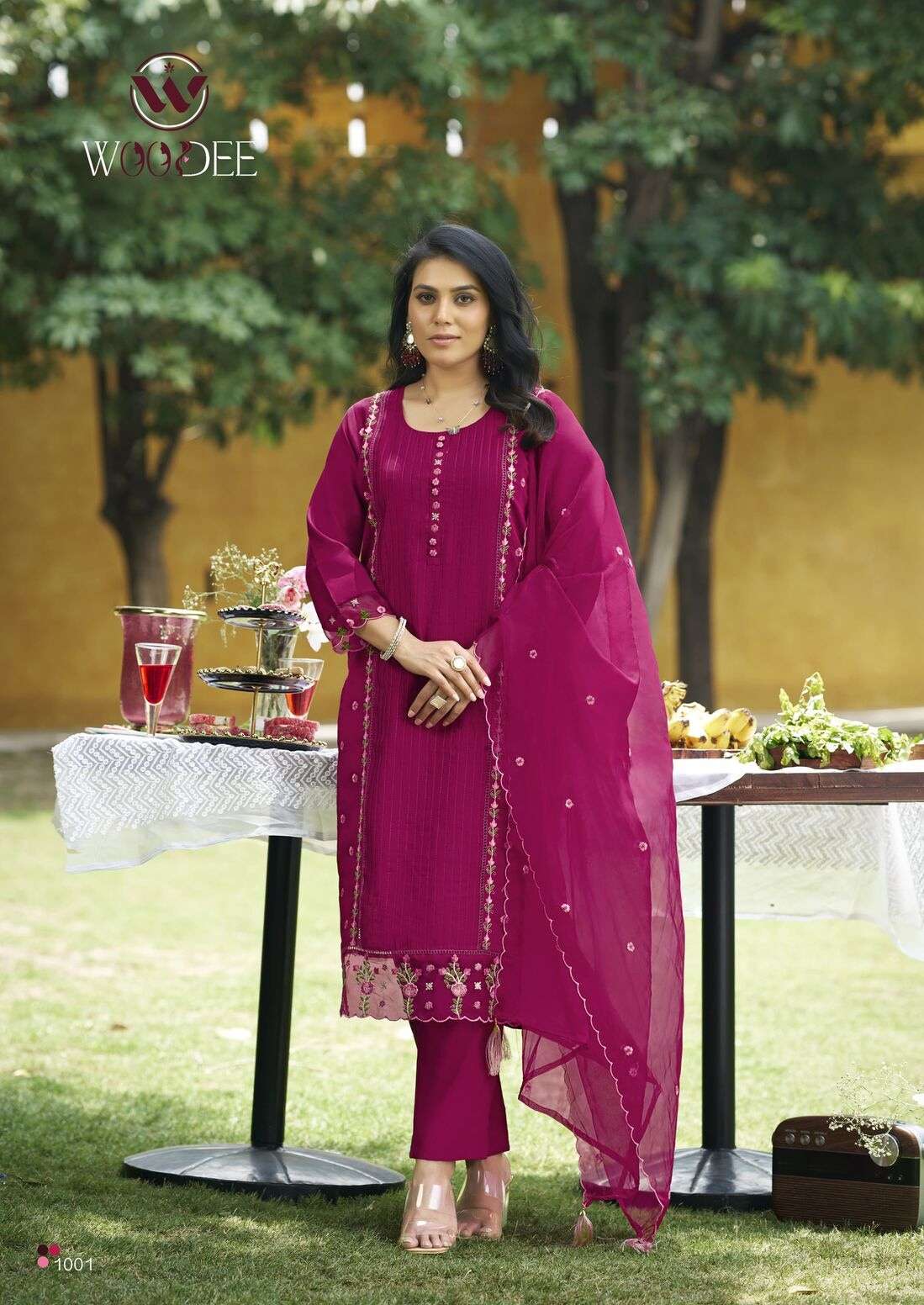 WOMIKA BY WOODEE IN PREMIUM VISCOSE ROMAN SILK WITH PURE ORGANZA DUPATTA WITH LATKAN 