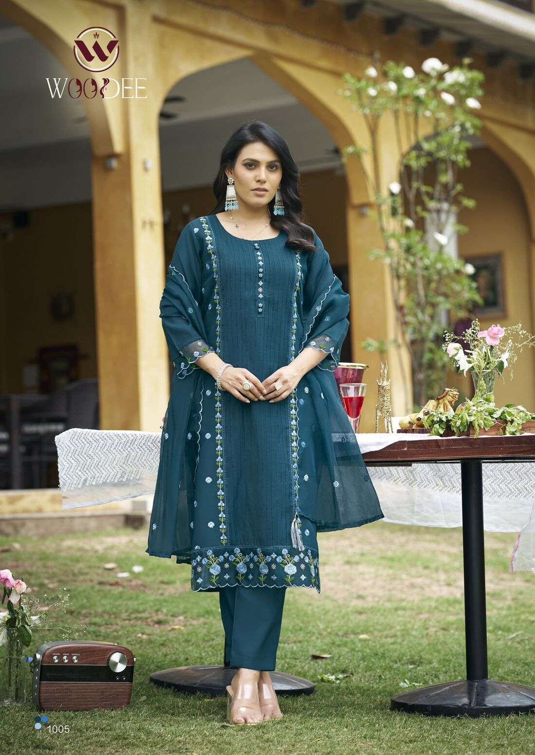 WOMIKA BY WOODEE IN PREMIUM VISCOSE ROMAN SILK WITH PURE ORGANZA DUPATTA WITH LATKAN 