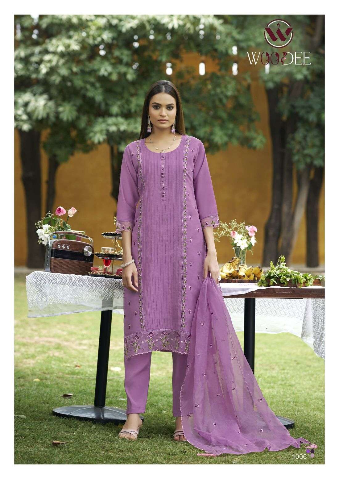 WOMIKA BY WOODEE IN PREMIUM VISCOSE ROMAN SILK WITH PURE ORGANZA DUPATTA WITH LATKAN 