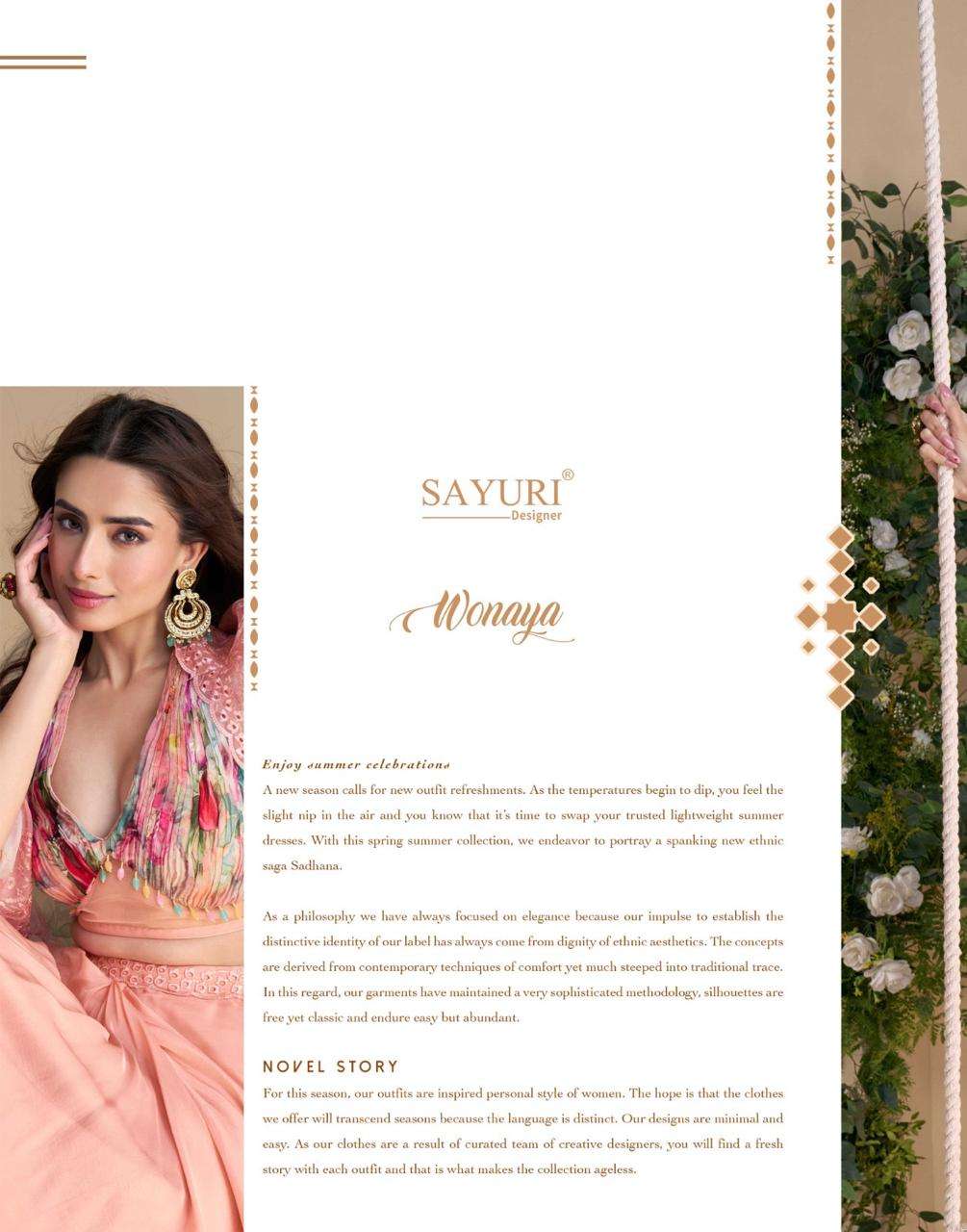 WONAYA BY SAYURI DESIGNER IN PREMIUM REAL CHINON SILK WITH HEAVY EMBROIDERED SHRUG 