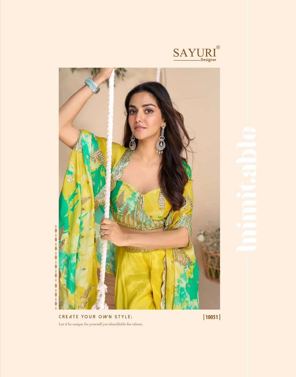 WONAYA BY SAYURI DESIGNER IN PREMIUM REAL CHINON SILK WITH HEAVY EMBROIDERED SHRUG 