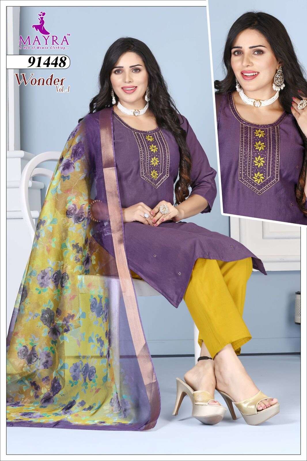 WONDER VOL-1 BY MAYRA FASHION IN VATICAN TOP WITH SEQUENCE EMBROIDERY GALA WORK 