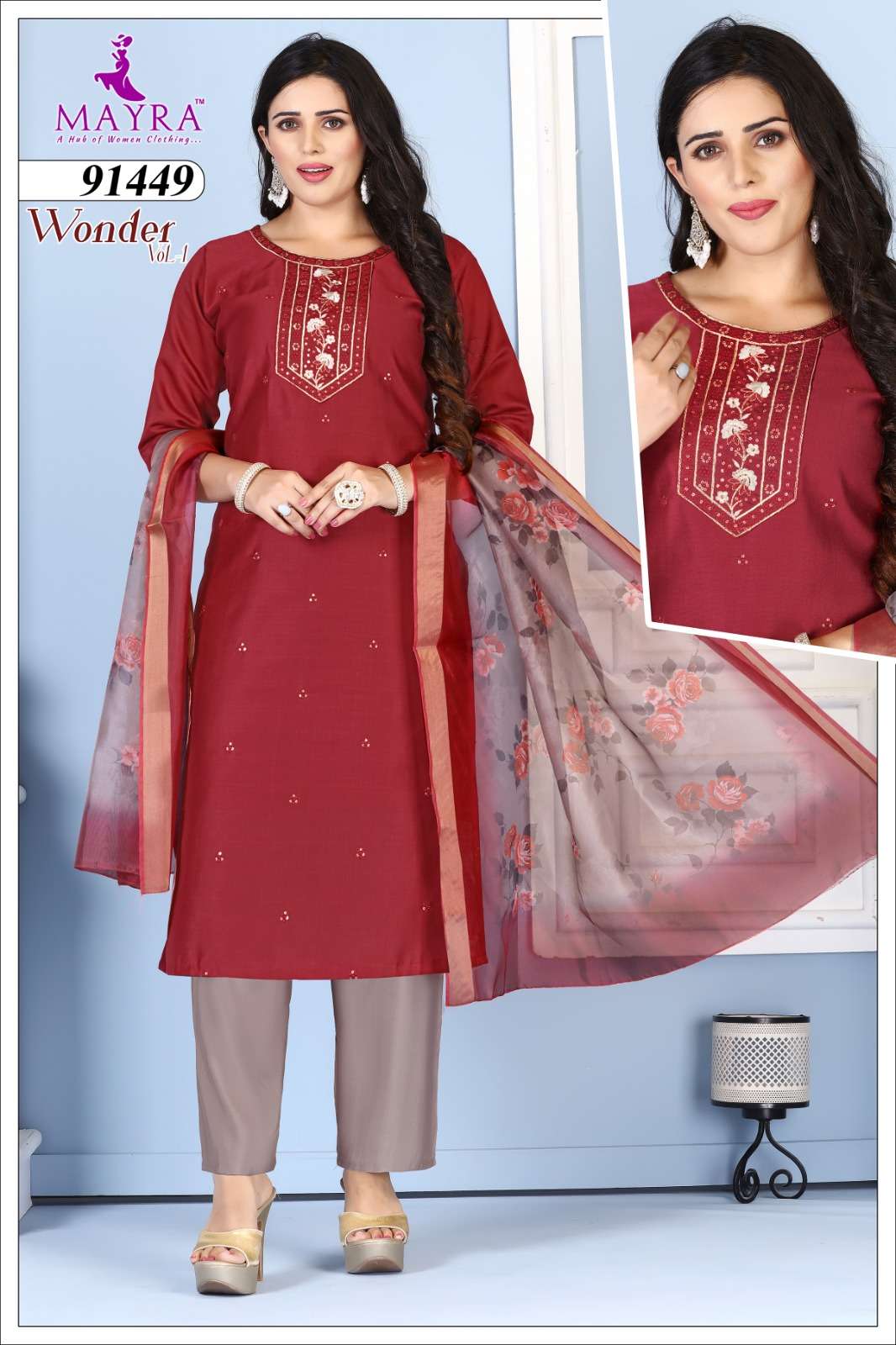 WONDER VOL-1 BY MAYRA FASHION IN VATICAN TOP WITH SEQUENCE EMBROIDERY GALA WORK 