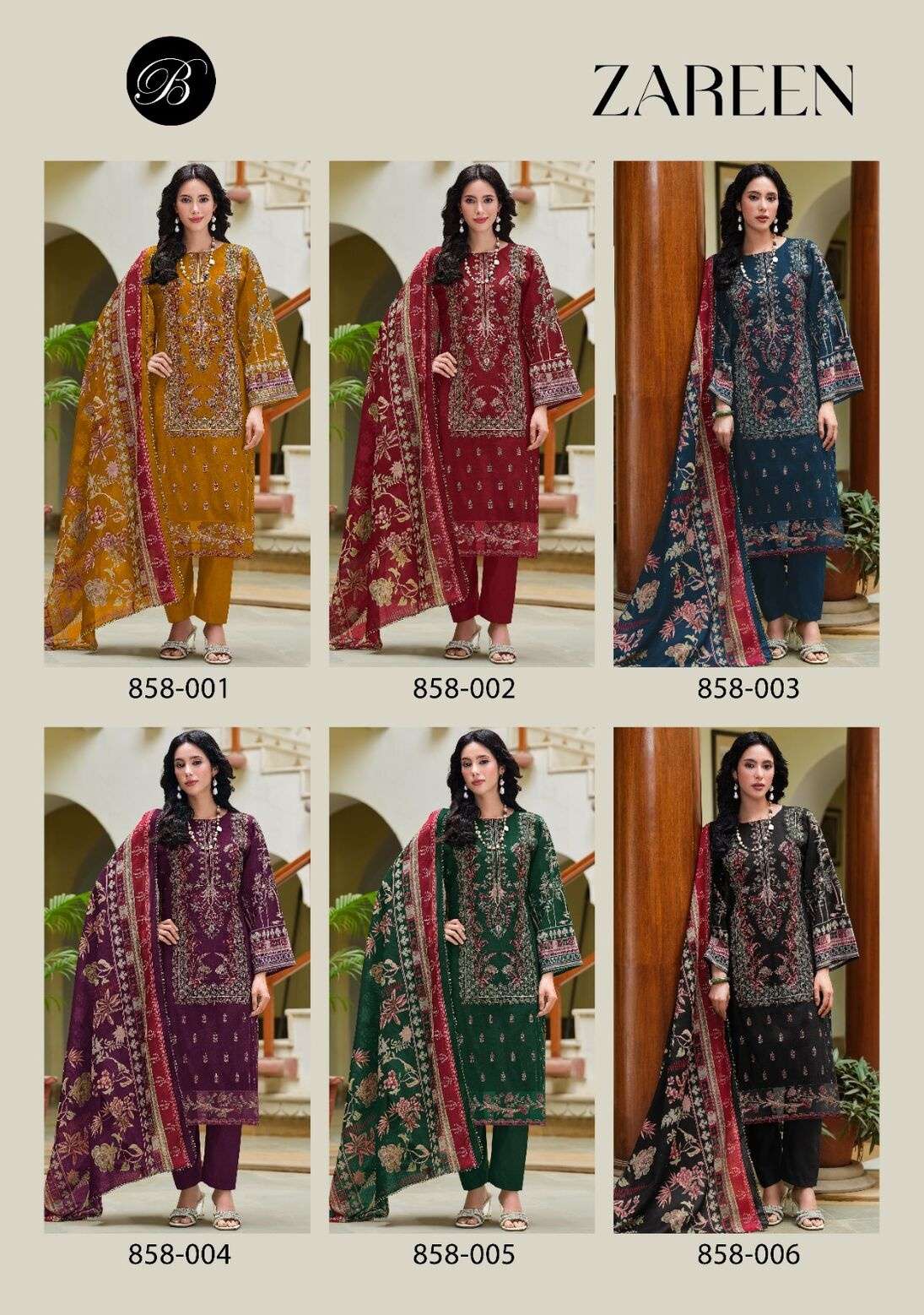 ZAREEN BY BELLIZA DESIGNER IN PURE COTTON WITH FULL FRONT HEAVY EMBROIDERY WORK 