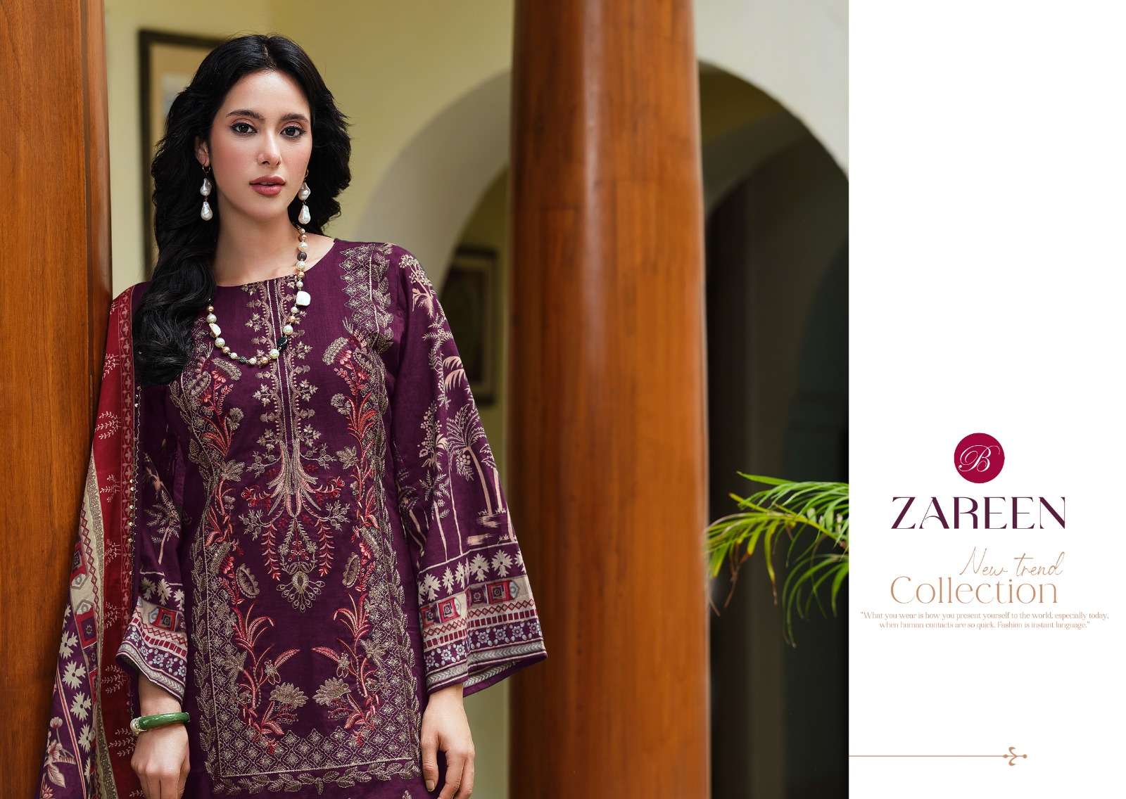ZAREEN BY BELLIZA DESIGNER IN PURE COTTON WITH FULL FRONT HEAVY EMBROIDERY WORK 