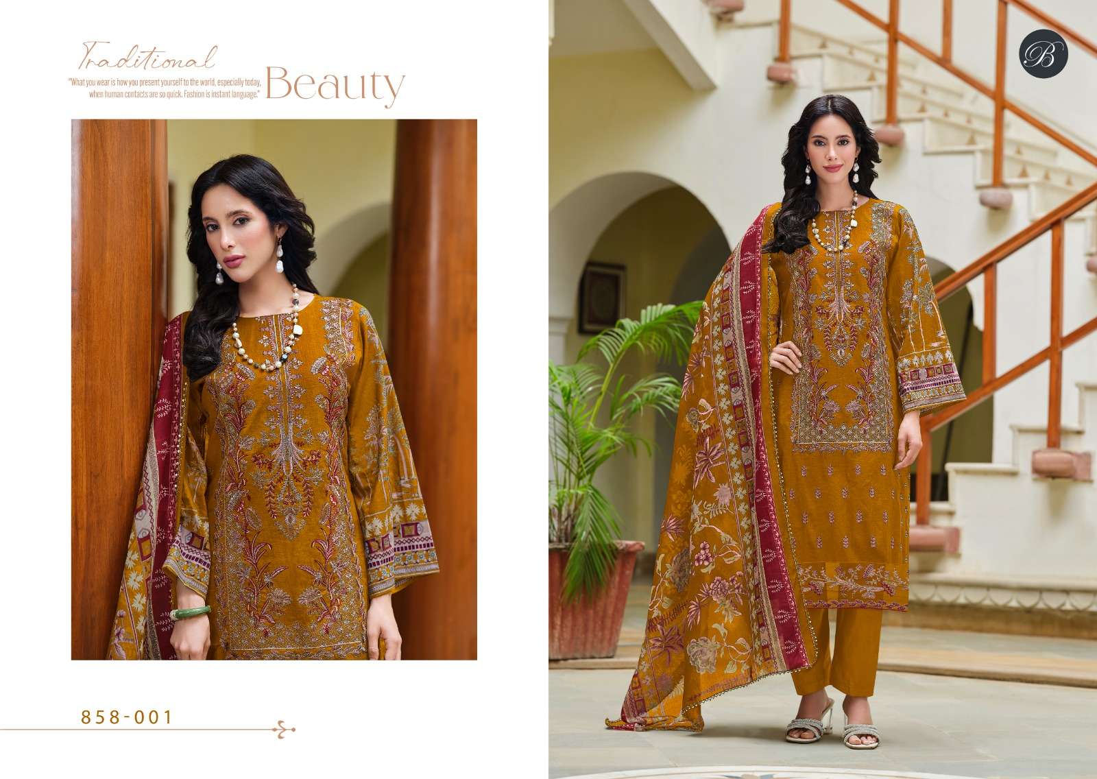 ZAREEN BY BELLIZA DESIGNER IN PURE COTTON WITH FULL FRONT HEAVY EMBROIDERY WORK 