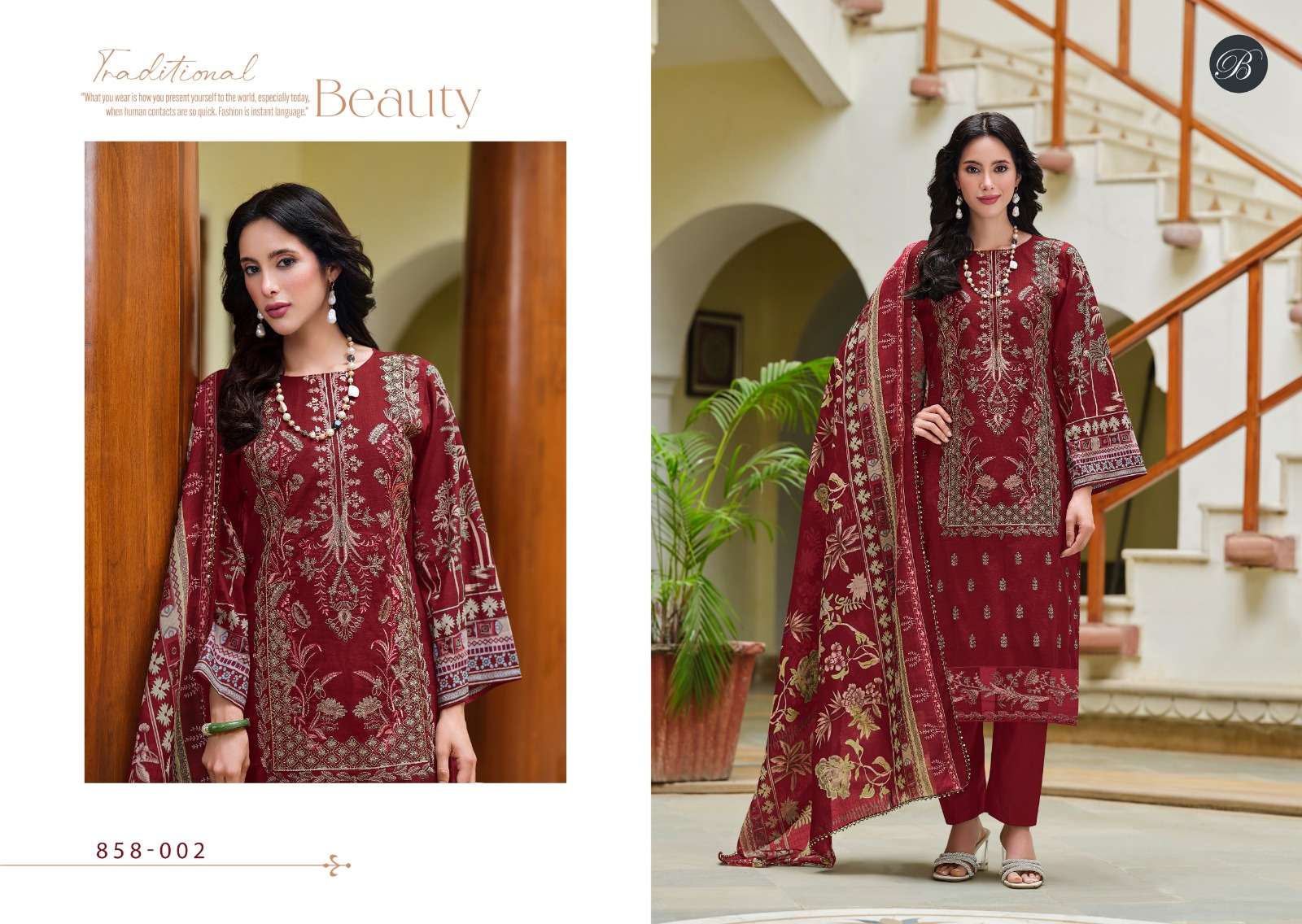 ZAREEN BY BELLIZA DESIGNER IN PURE COTTON WITH FULL FRONT HEAVY EMBROIDERY WORK 
