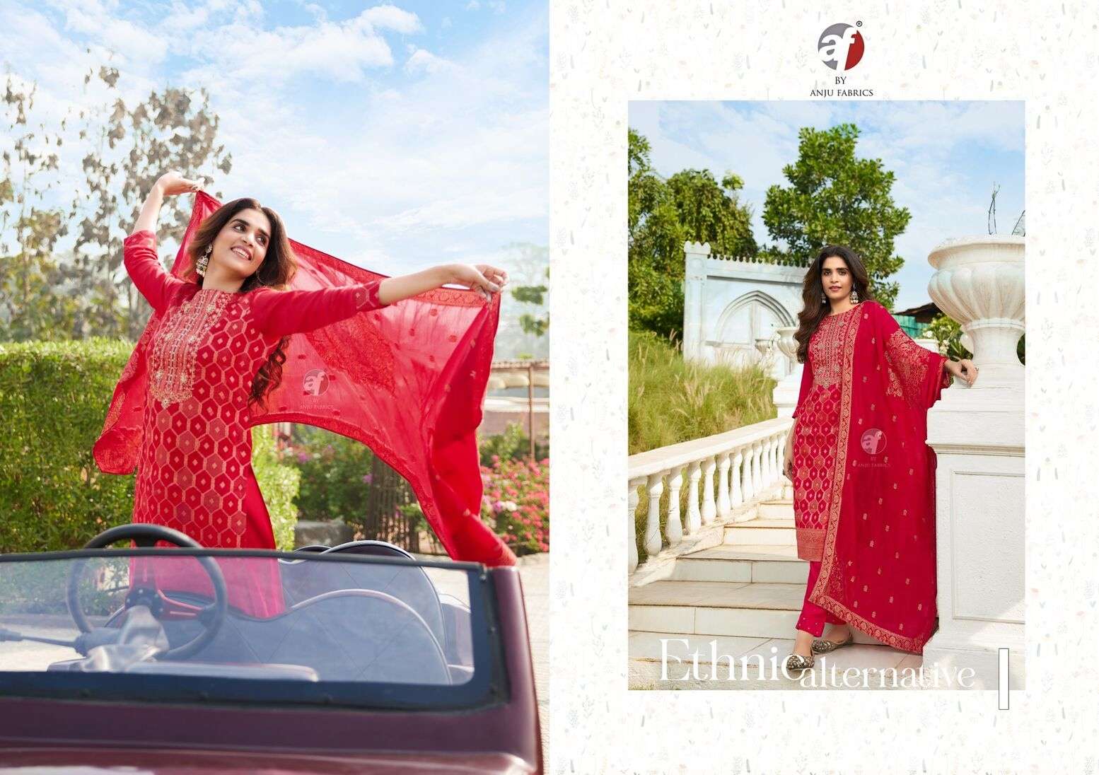 ZARI BY ANJU FABRICS IN PURE DOLA SILK WITH JACQUARD KURTI PANT WITH DUPATTA  