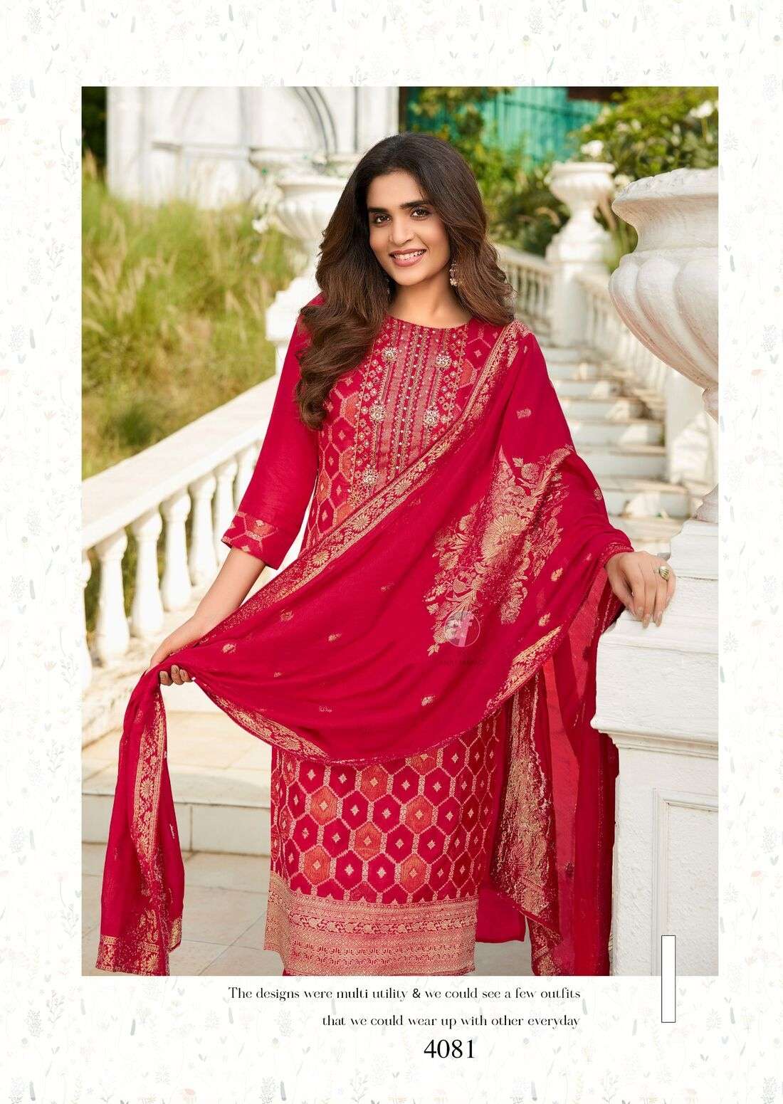 ZARI BY ANJU FABRICS IN PURE DOLA SILK WITH JACQUARD KURTI PANT WITH DUPATTA  