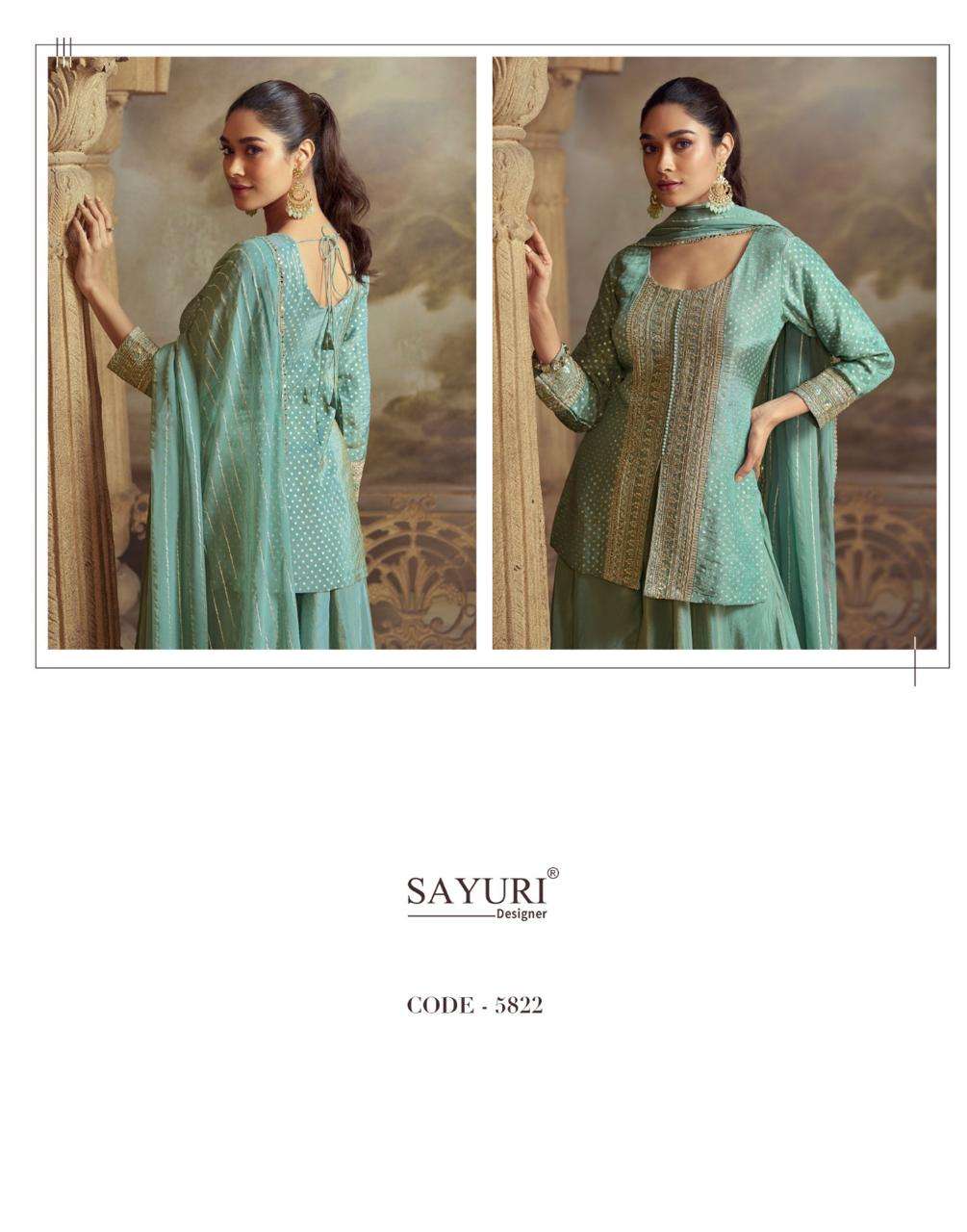 ZEENAT BY SAYURI DESIGNER IN REAL GEROGETTE WITH FRONT AND BACK EMBROIDERED TOP 