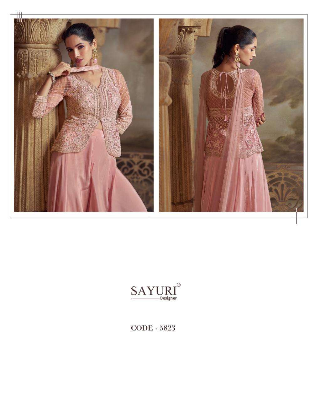 ZEENAT BY SAYURI DESIGNER IN REAL GEROGETTE WITH FRONT AND BACK EMBROIDERED TOP 