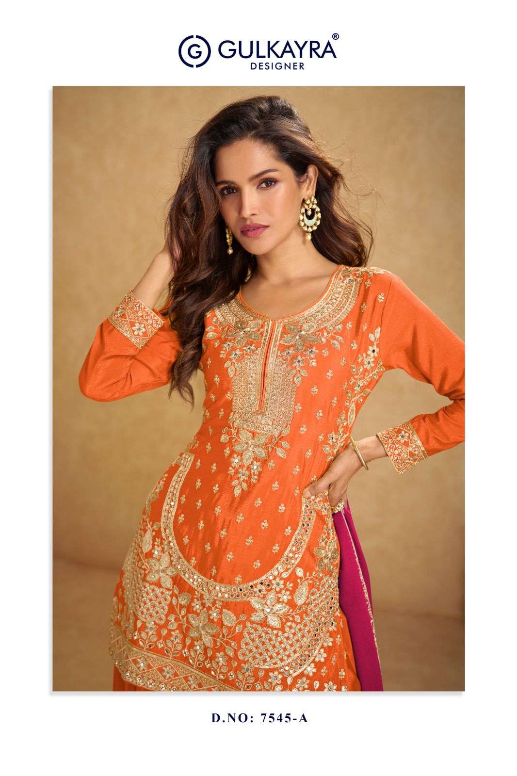 AARUSHI BY GULKAYRA DESIGNER IN REAL CHINON TOP PALAZZO & DUPATTA WITH EMBROIDERY WORK 