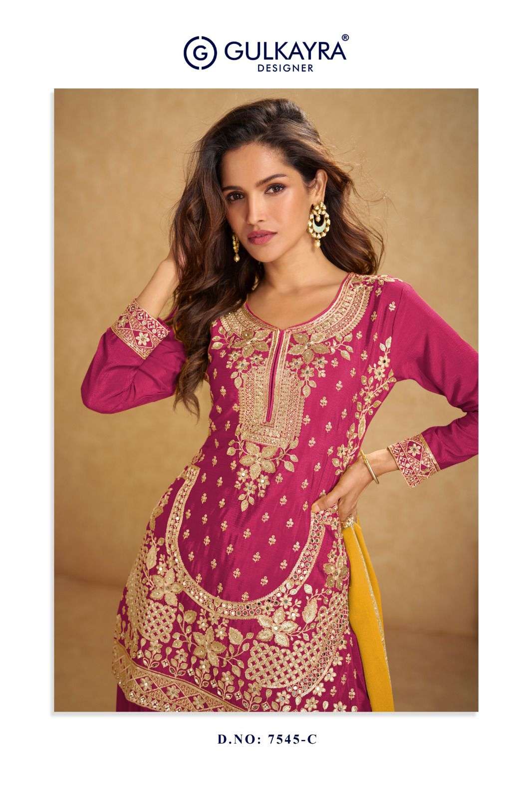 AARUSHI BY GULKAYRA DESIGNER IN REAL CHINON TOP PALAZZO & DUPATTA WITH EMBROIDERY WORK 