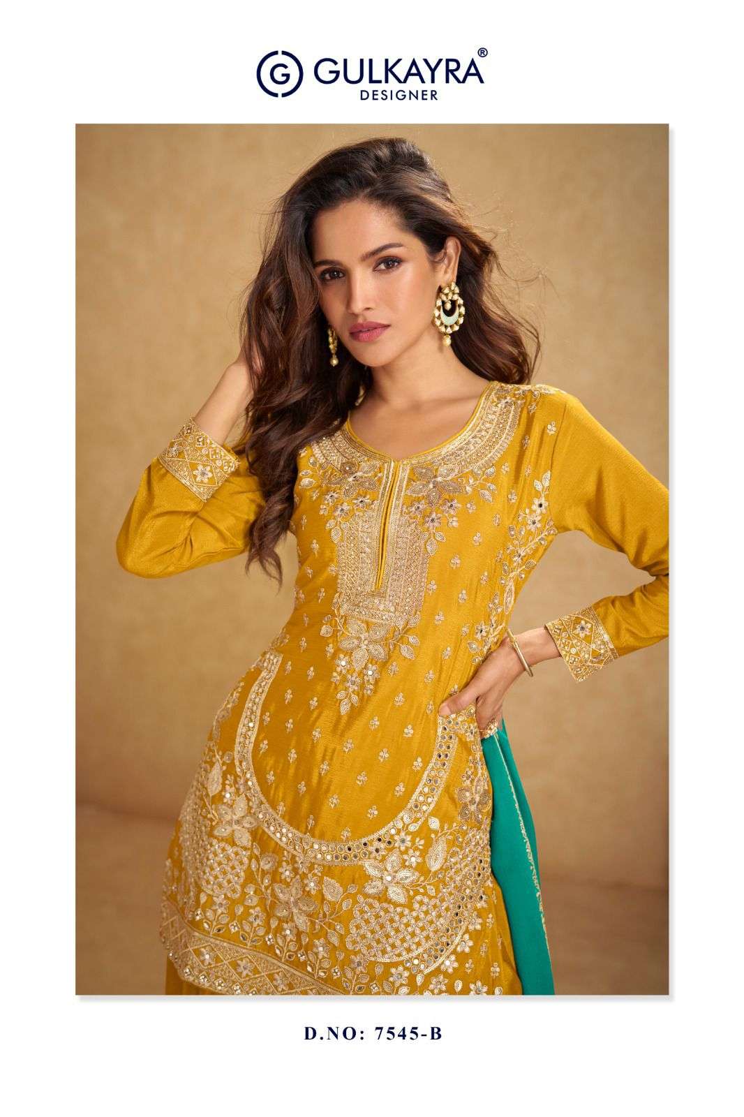 AARUSHI BY GULKAYRA DESIGNER IN REAL CHINON TOP PALAZZO & DUPATTA WITH EMBROIDERY WORK 