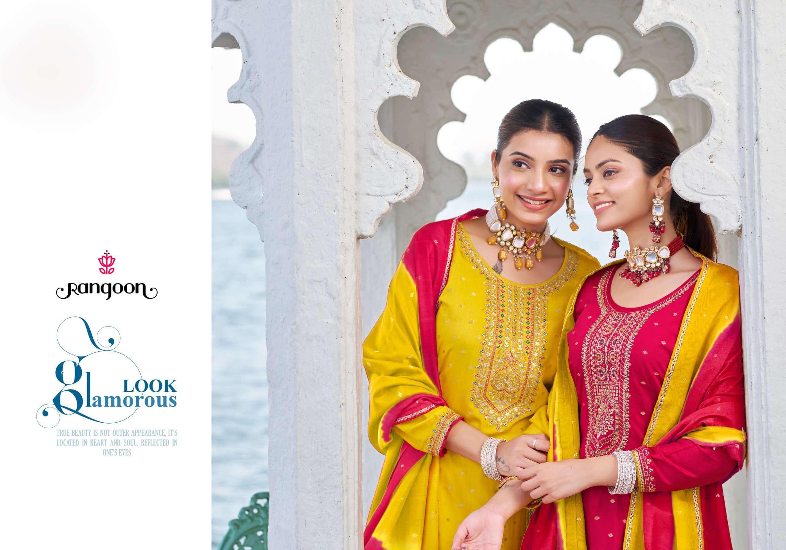 ADITI VOL-3 BY RANGOON PURE VISCOSE JACQUARD WITH EMBROIDERY WORK NECK AND FULL INNER 