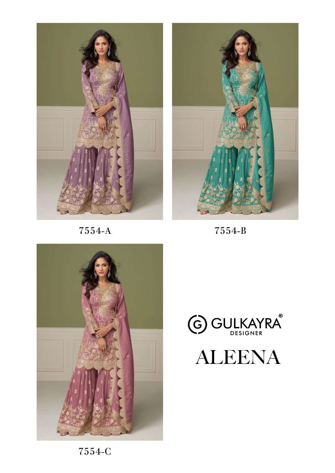 ALEENA BY GULKAYRA DESIGNER IN REAL SIMMER SILK WITH HEAVY EMBROIDERY WORK 