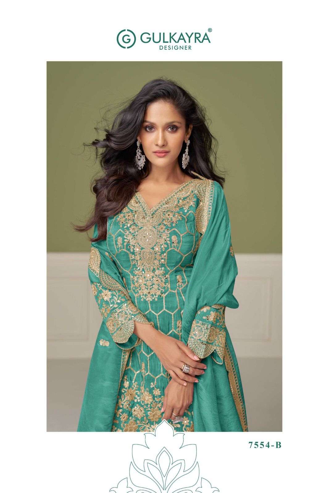 ALEENA BY GULKAYRA DESIGNER IN REAL SIMMER SILK WITH HEAVY EMBROIDERY WORK 