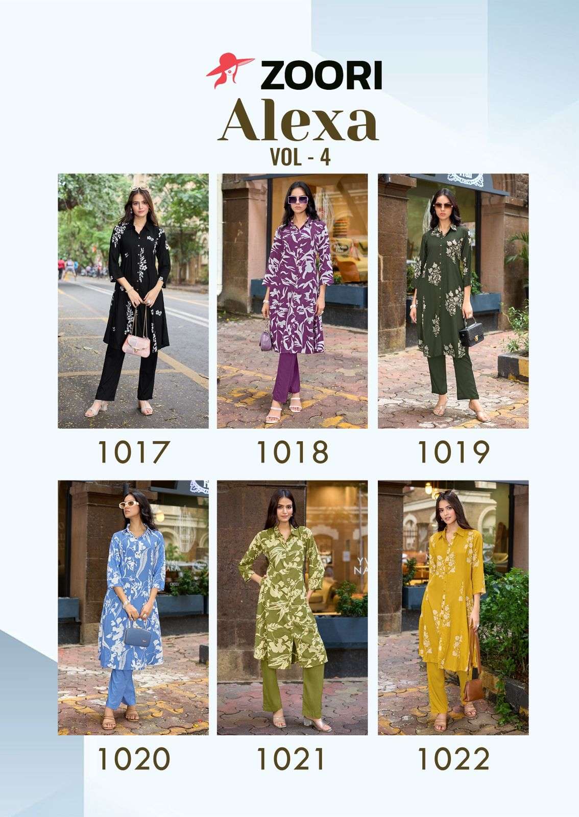 ALEXA VOL-4 BY ZOORI IN RAYON PRINT STYLES CO-ORD SET 