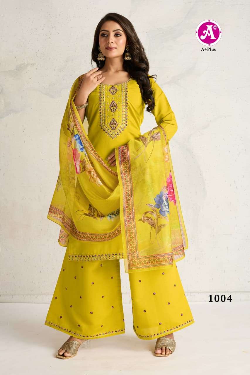 ALISHBA BY AYUSH FASHION IN ROMAN VISCOSE SILK WITH COTTON INNER KURTI PLAZZO WITH DUPATTA 